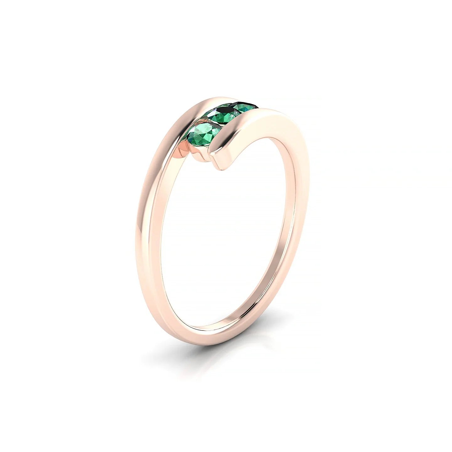Flow | 18k Rose Gold 3 mm Round Emerald Ring