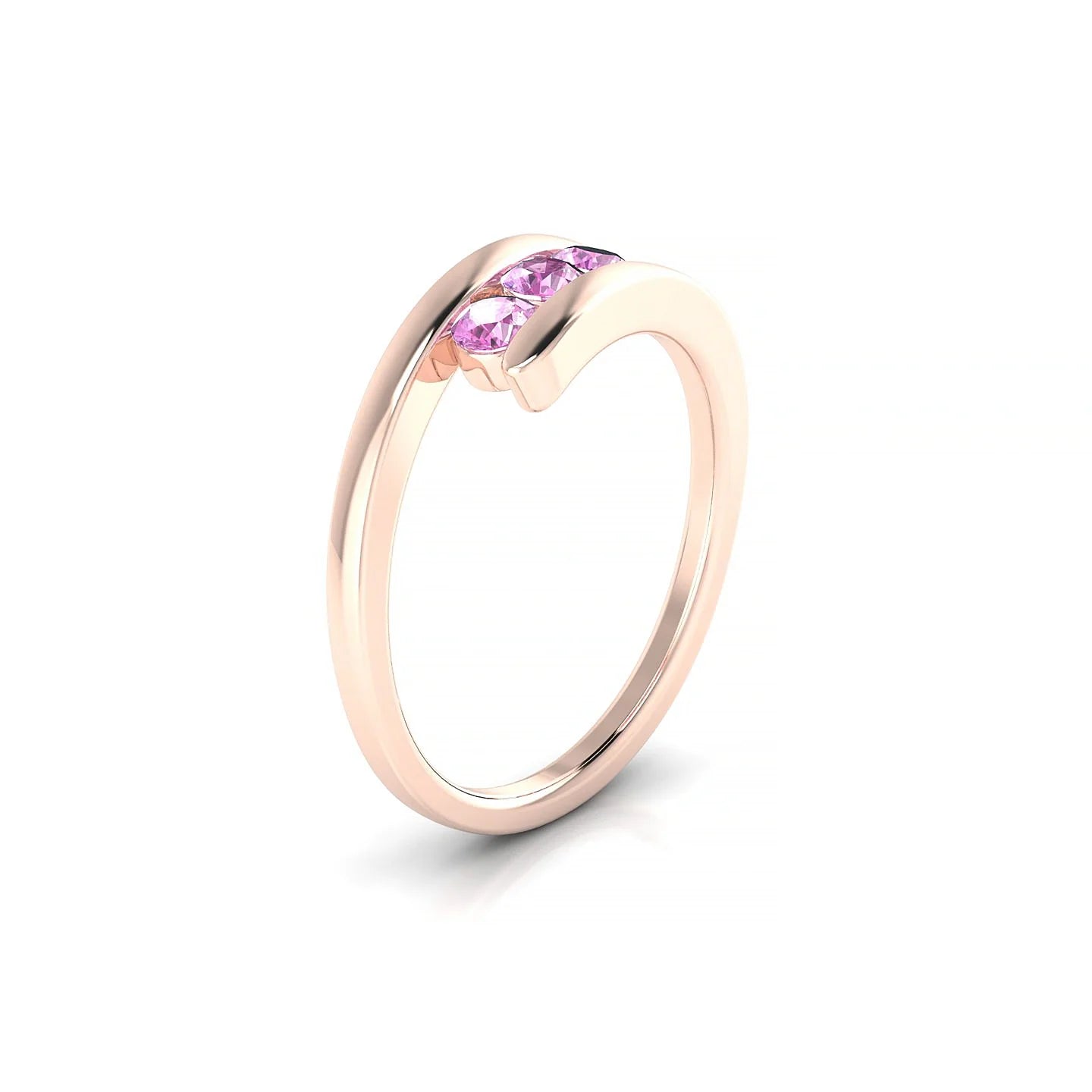 Flow | 18k Rose Gold 3 mm Round Pink Sapphire Ring