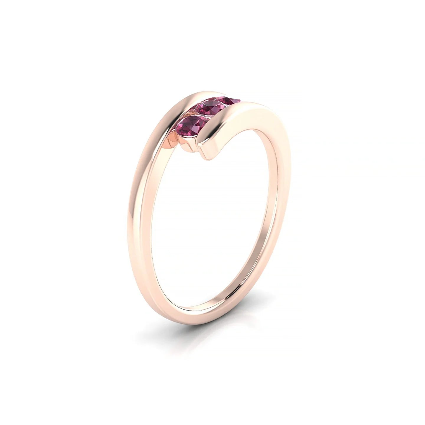 Flow | 18k Rose Gold 3 mm Round Rhodolite Ring