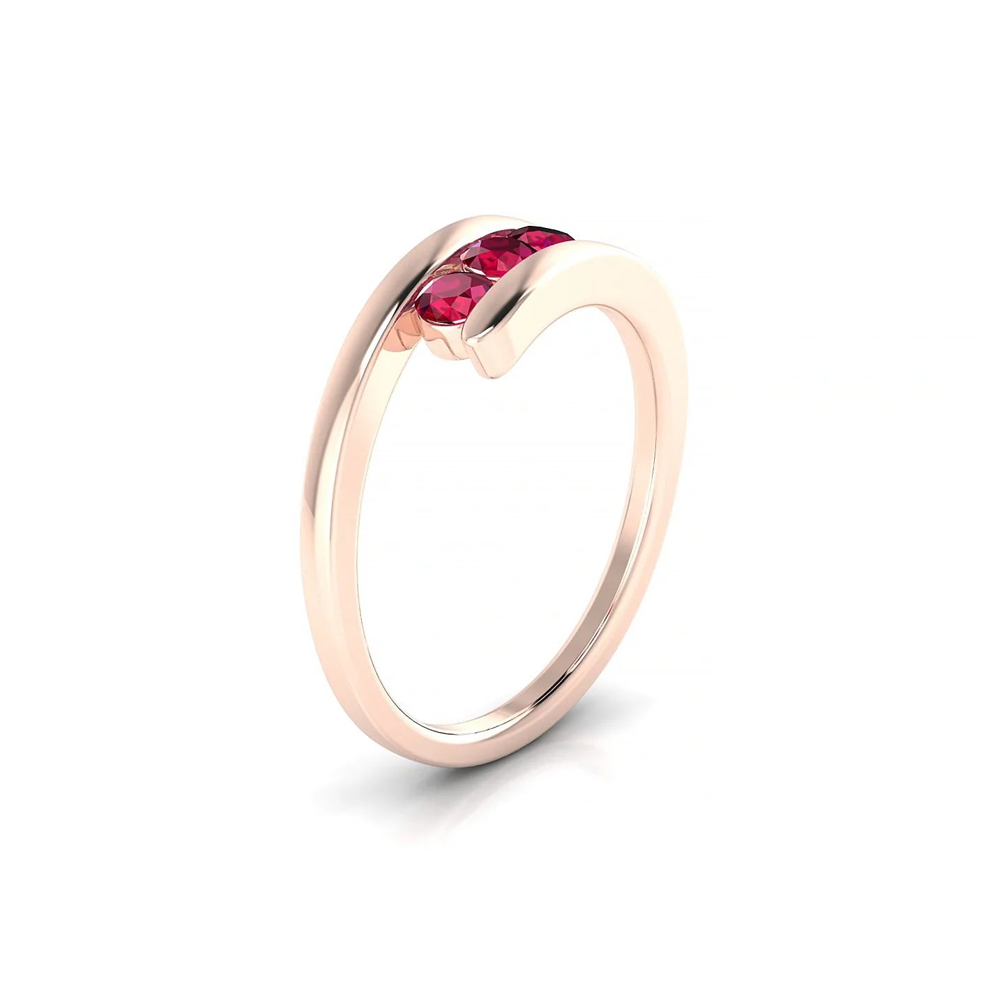 Flow | 18k Rose Gold 3 mm Round Ruby Ring
