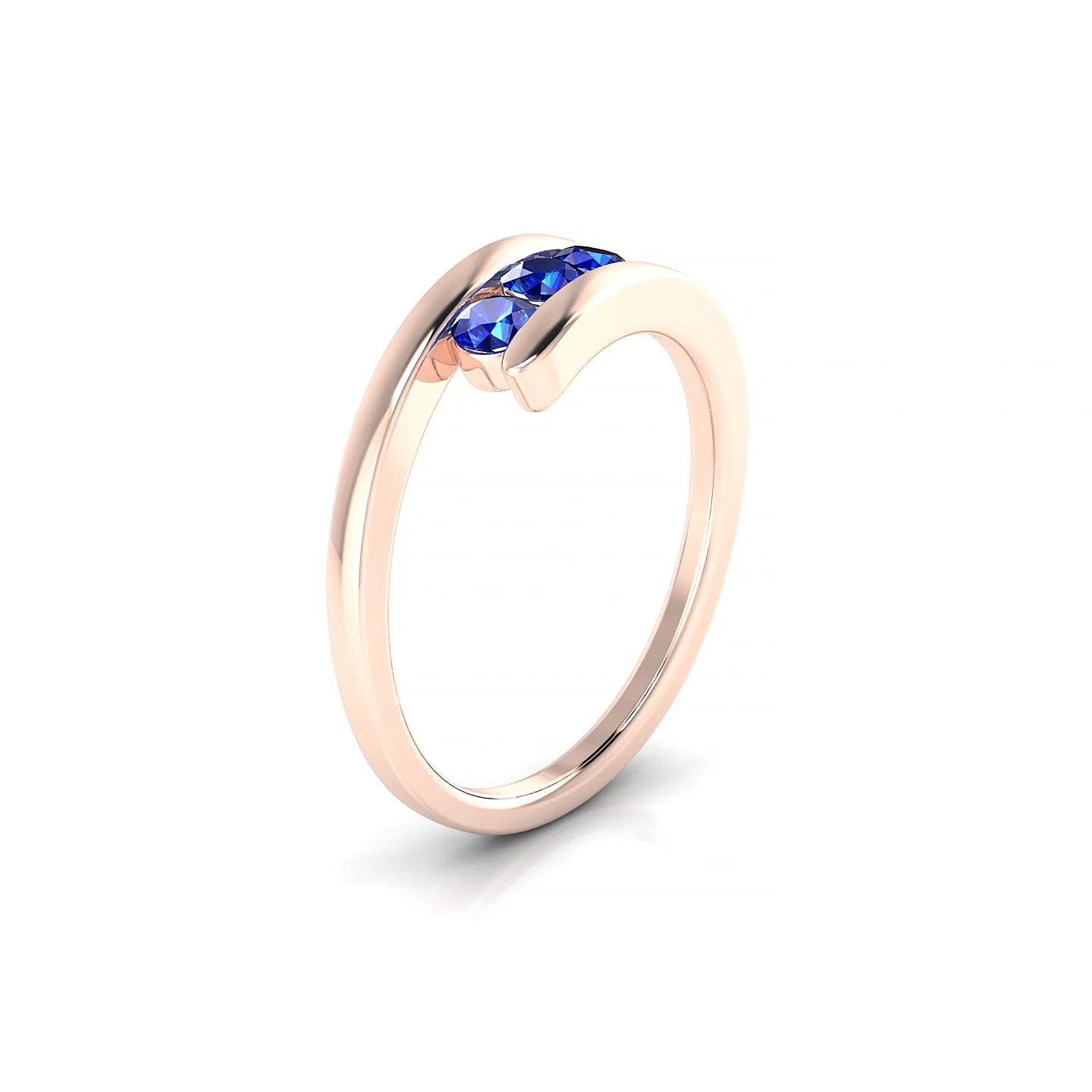 Flow | 18k Rose Gold 3 mm Round Sapphire Ring