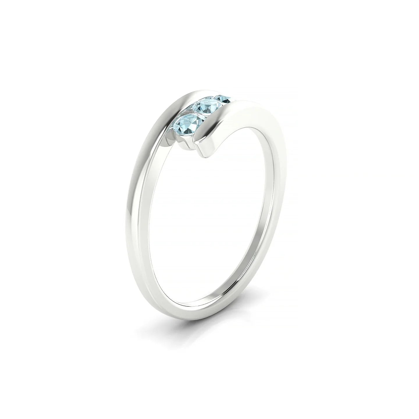Flow | 18k White Gold 3 mm Round Aquamarine Ring