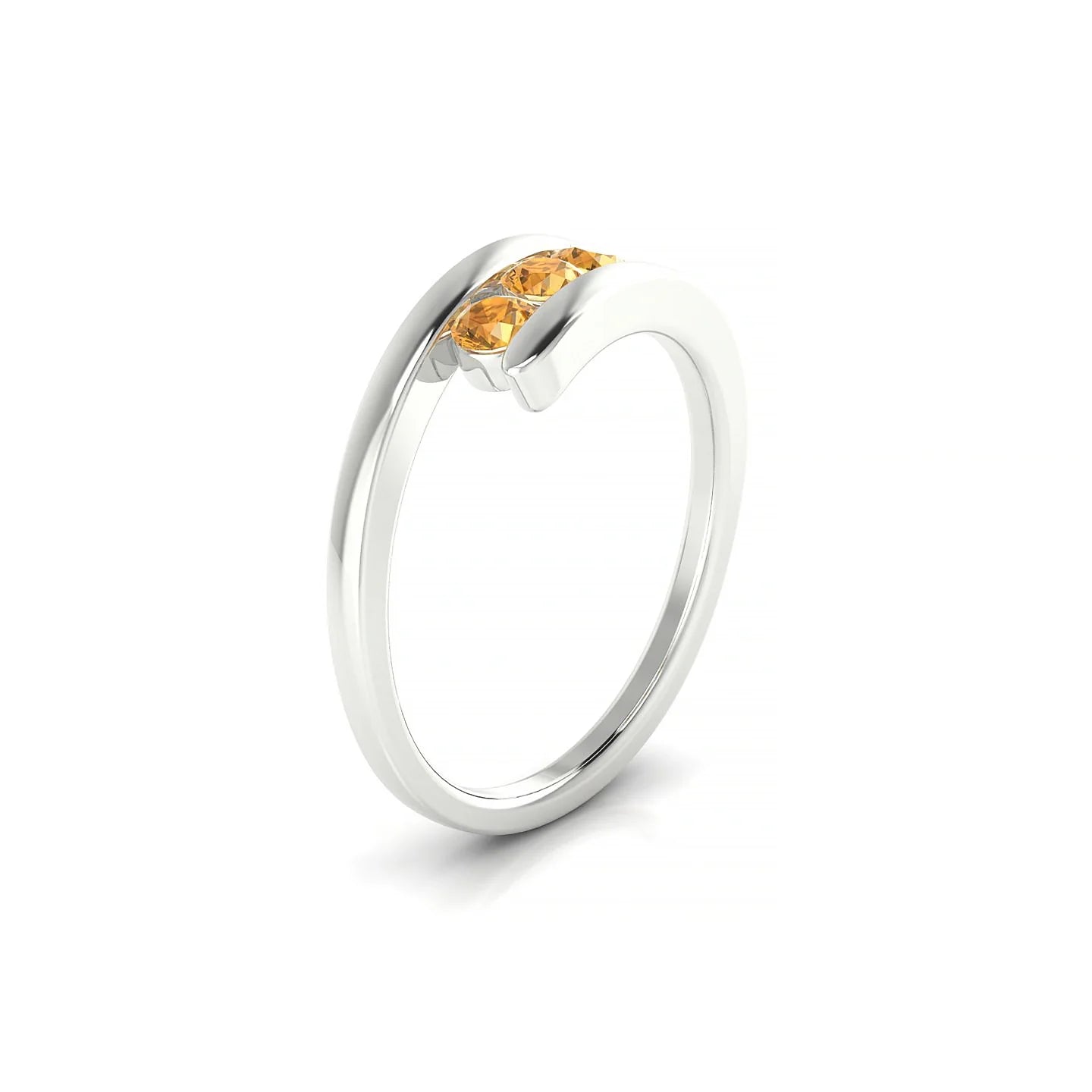 Flow | 18k White Gold 3 mm Round Citrine Ring