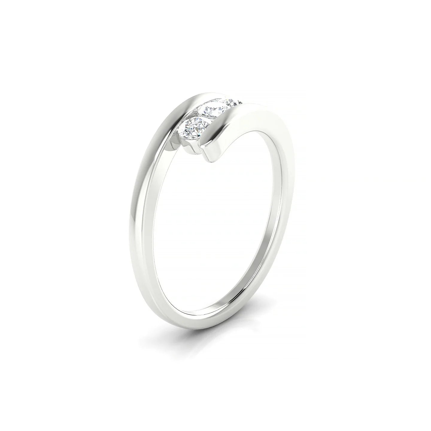 Flow | 18k White Gold 3 mm Round Diamond Ring