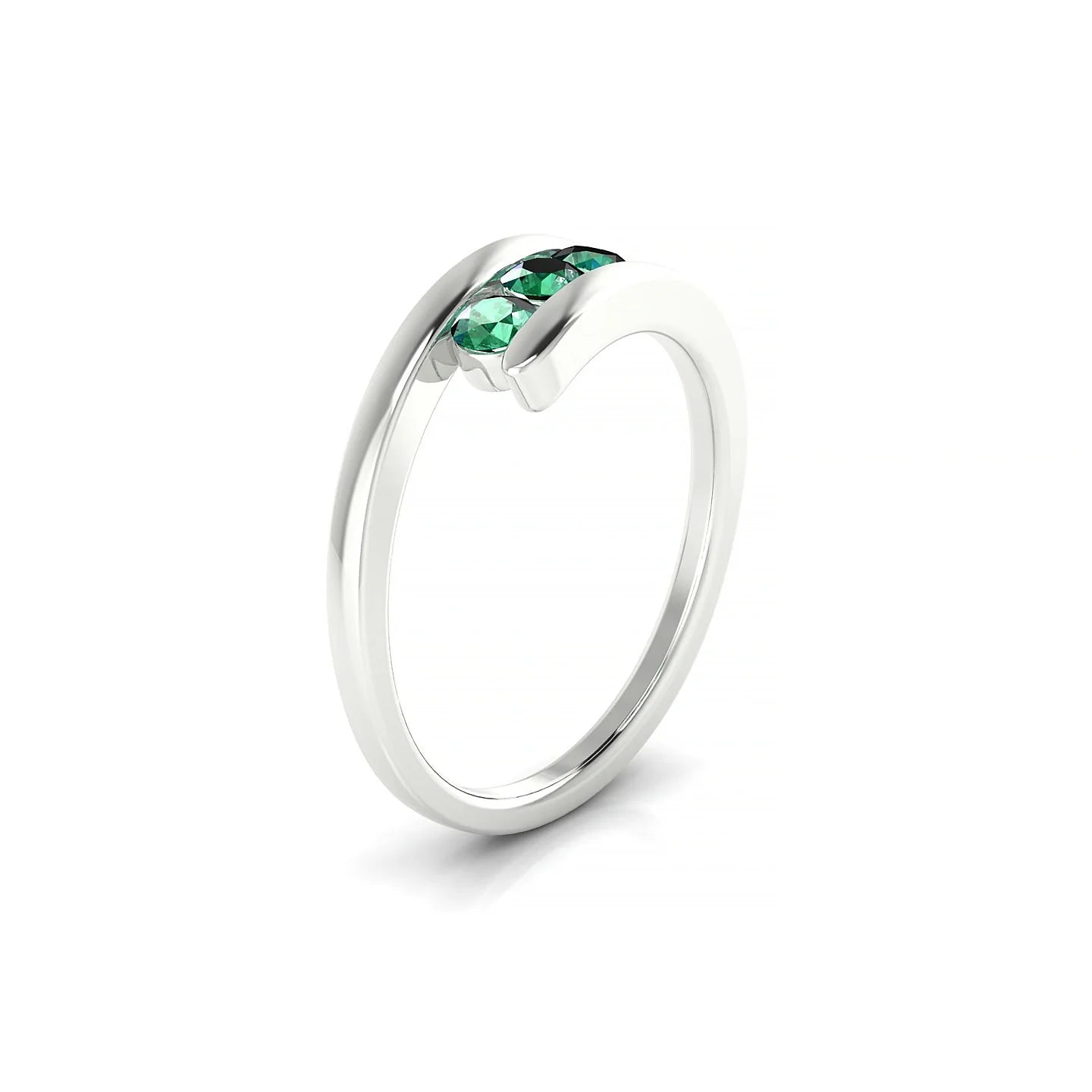Flow | 18k White Gold 3 mm Round Emerald Ring