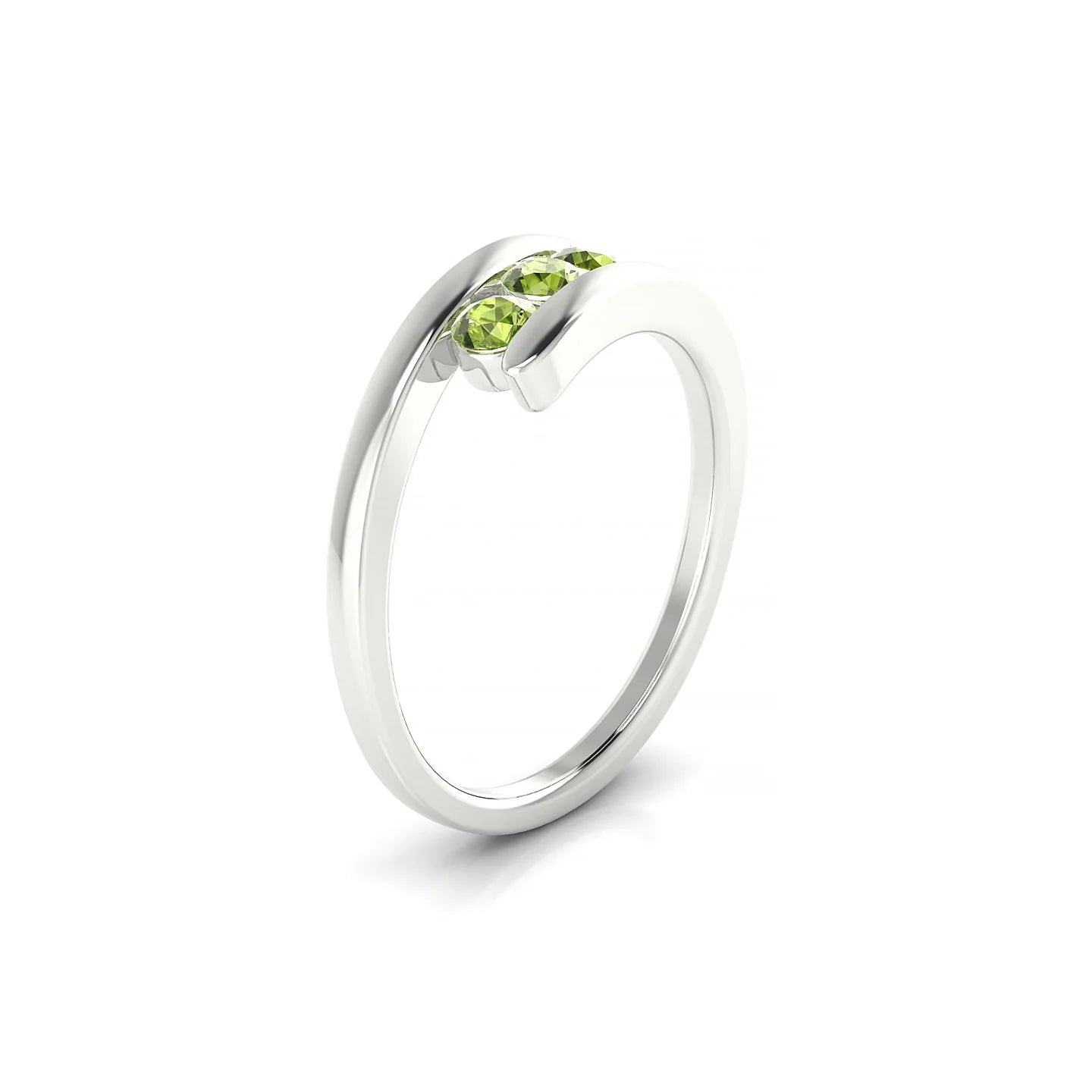 Flow | 18k White Gold 3 mm Round Peridot Ring