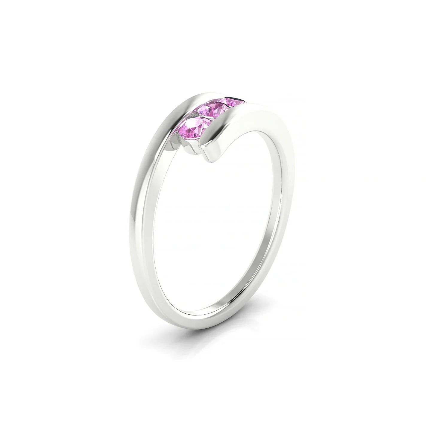 Flow | 18k White Gold 3 mm Round Pink Sapphire Ring