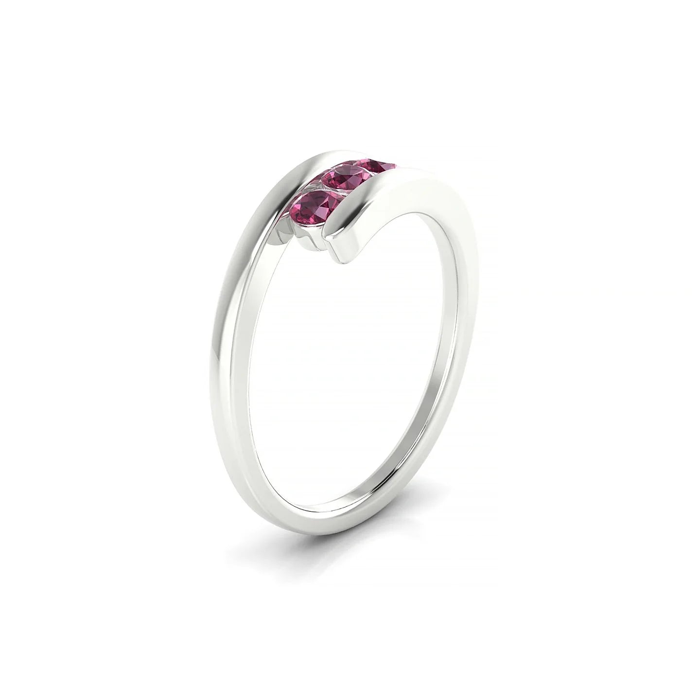 Flow | 18k White Gold 3 mm Round Rhodolite Ring