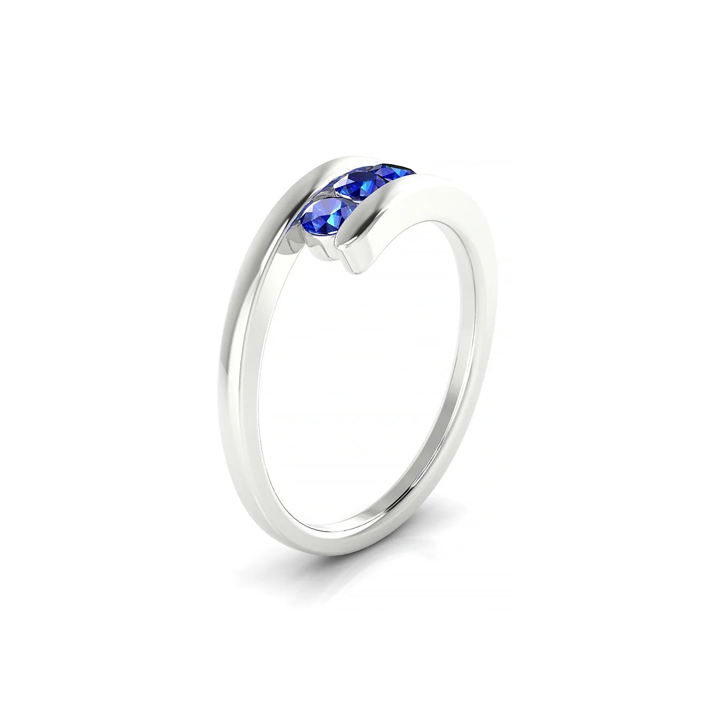 Flow | 18k White Gold 3 mm Round Sapphire Ring