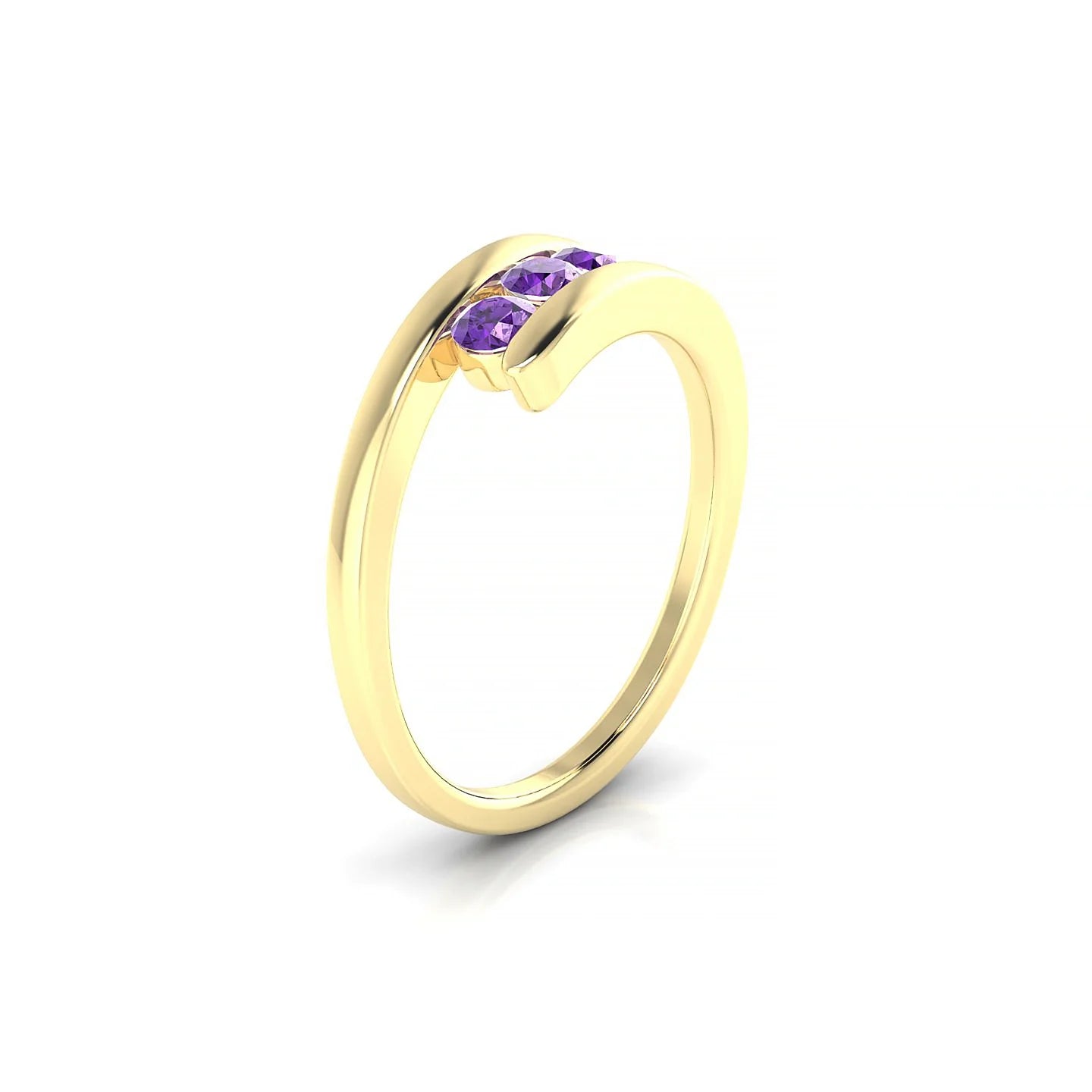 Flow | 18k Yellow Gold 3 mm Round Amethyst Ring