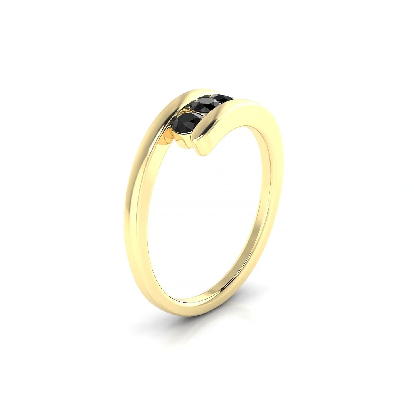 Flow | 18k Yellow Gold 3 mm Round Black Diamond Ring