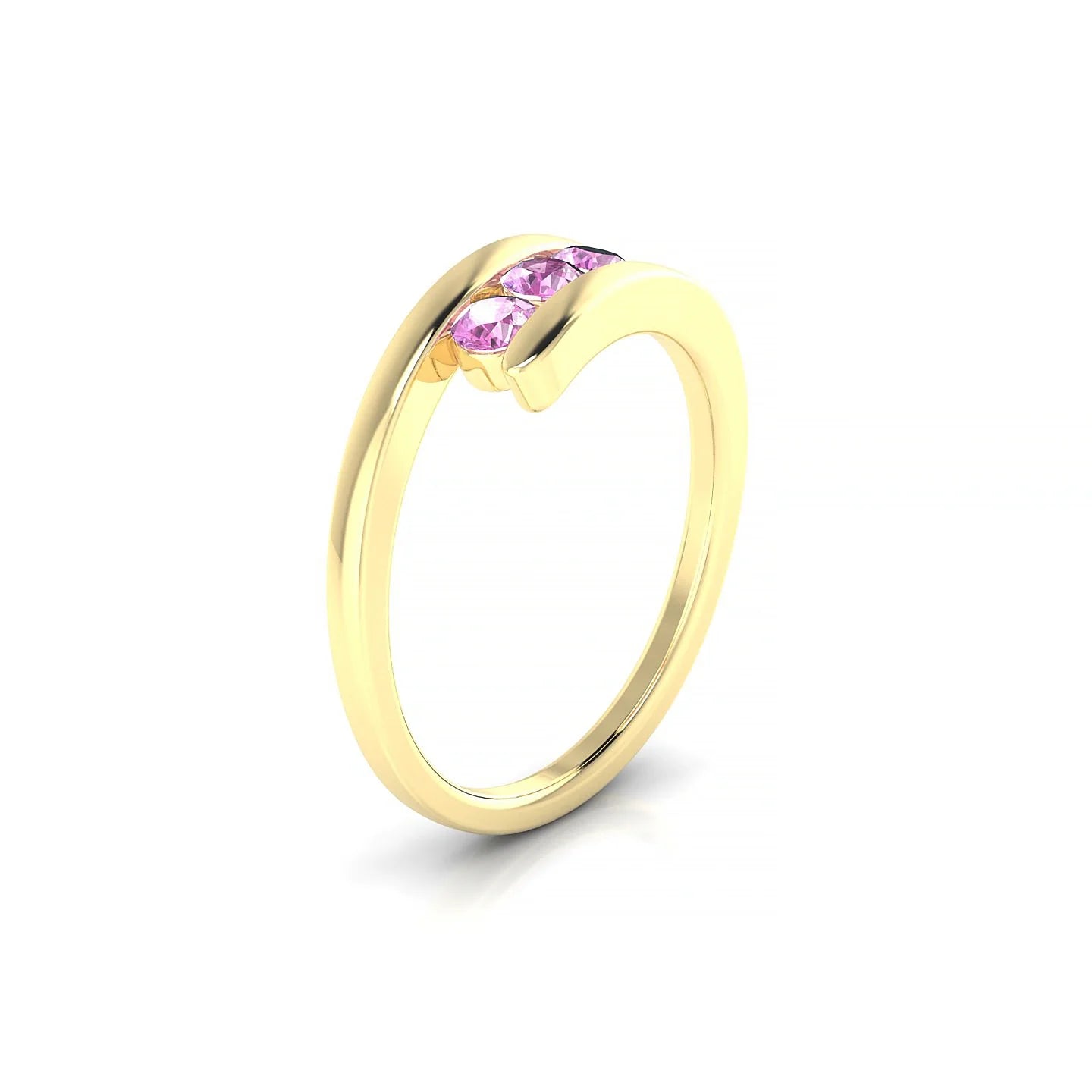 Flow | 18k Yellow Gold 3 mm Round Pink Sapphire Ring