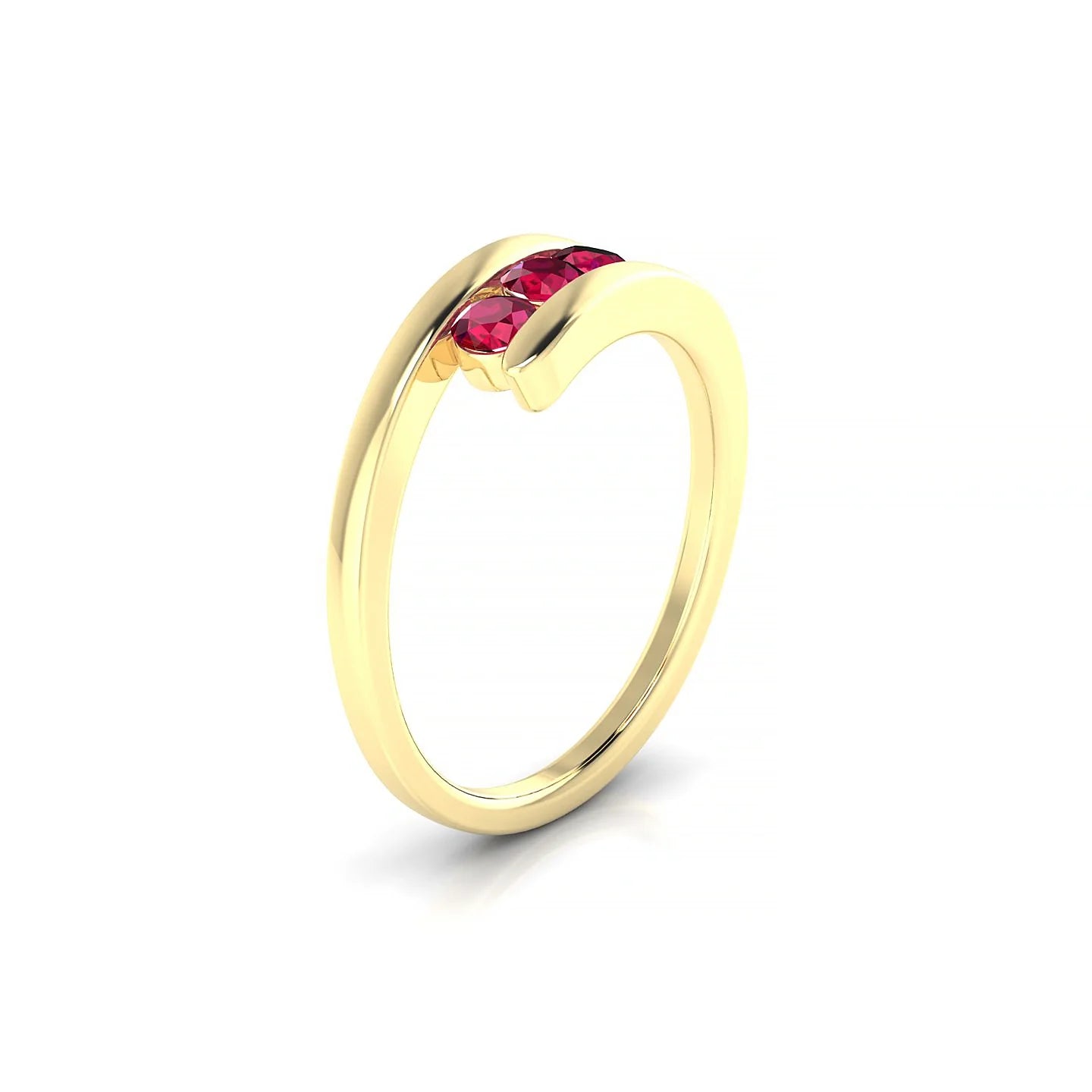 Flow | 18k Yellow Gold 3 mm Round Ruby Ring
