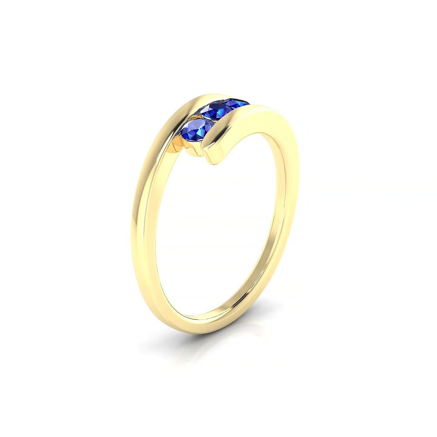 Flow | 18k Yellow Gold 3 mm Round Sapphire Ring