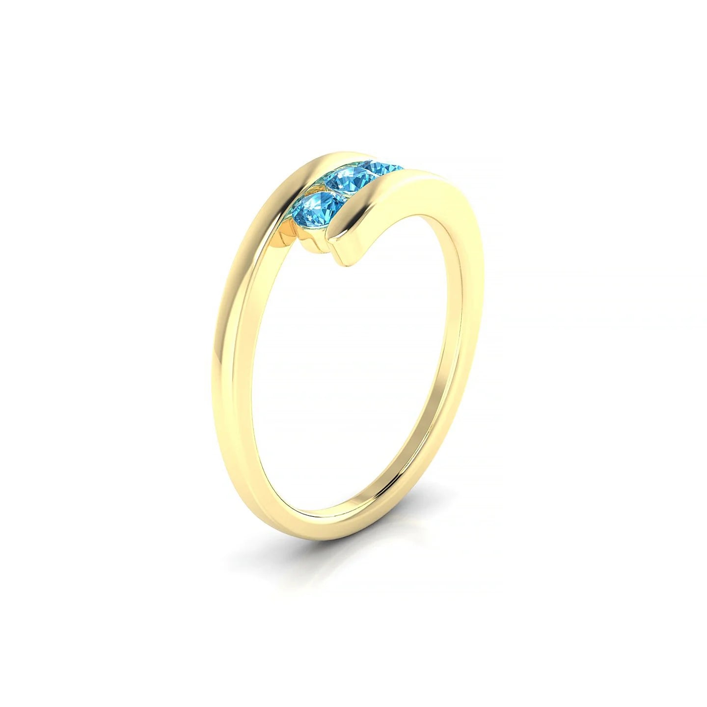 Flow | 18k Yellow Gold 3 mm Round Topaz Ring