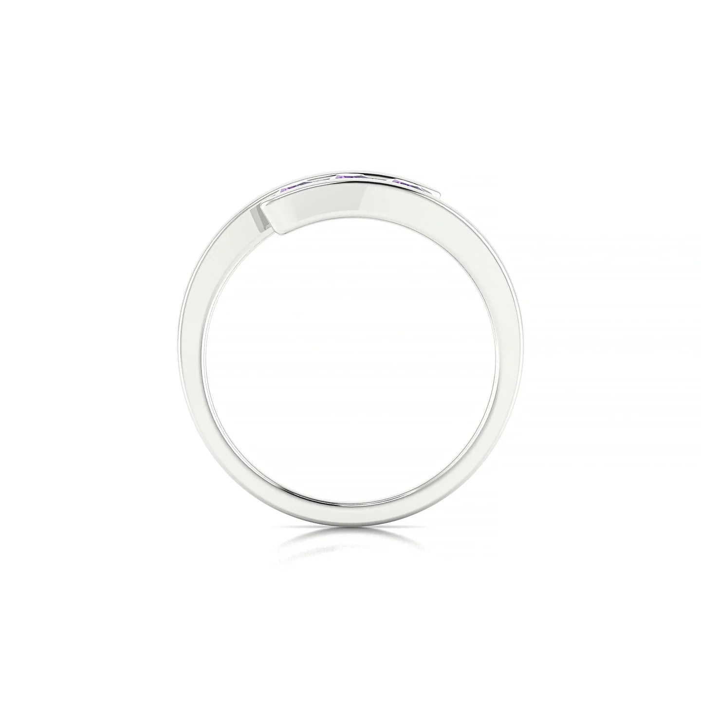 Flow | 18k White Gold 3 mm Round Amethyst Ring