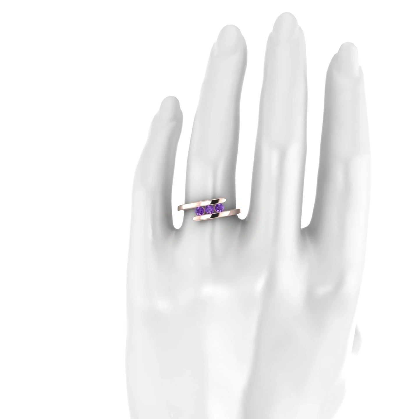 Flow | 18k Rose Gold 3 mm Round Amethyst Ring