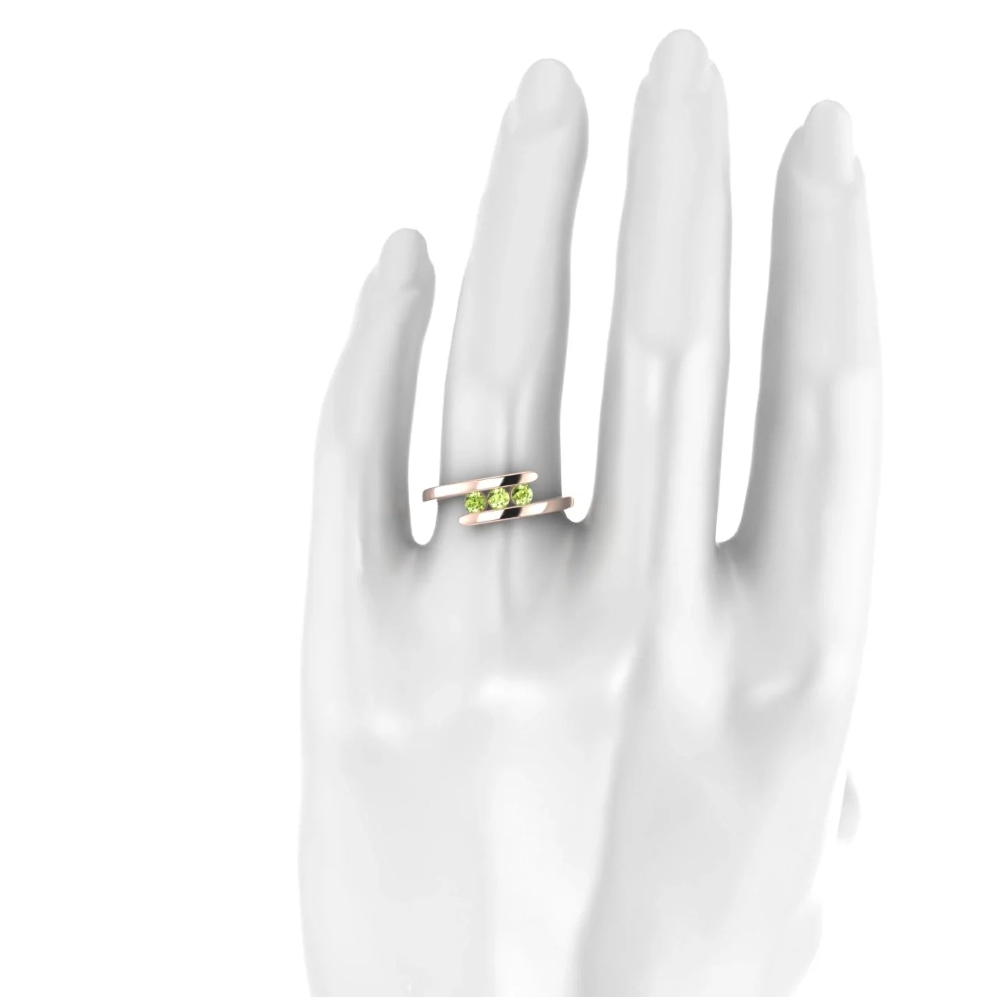 Flow | 18k Rose Gold 3 mm Round Peridot Ring