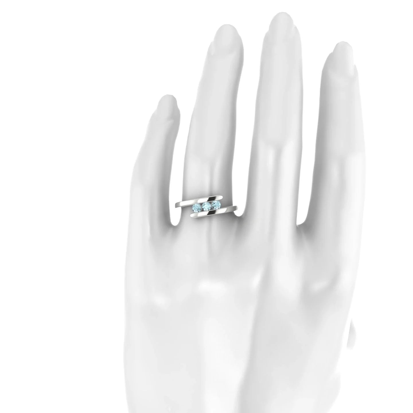 Flow | 18k White Gold 3 mm Round Aquamarine Ring