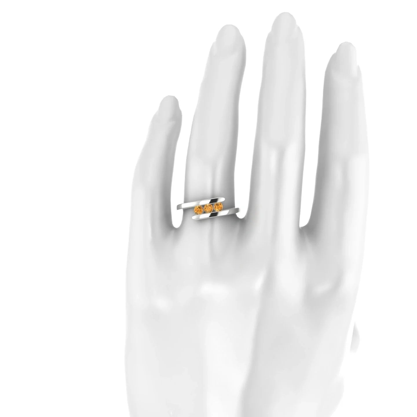 Flow | 18k White Gold 3 mm Round Citrine Ring