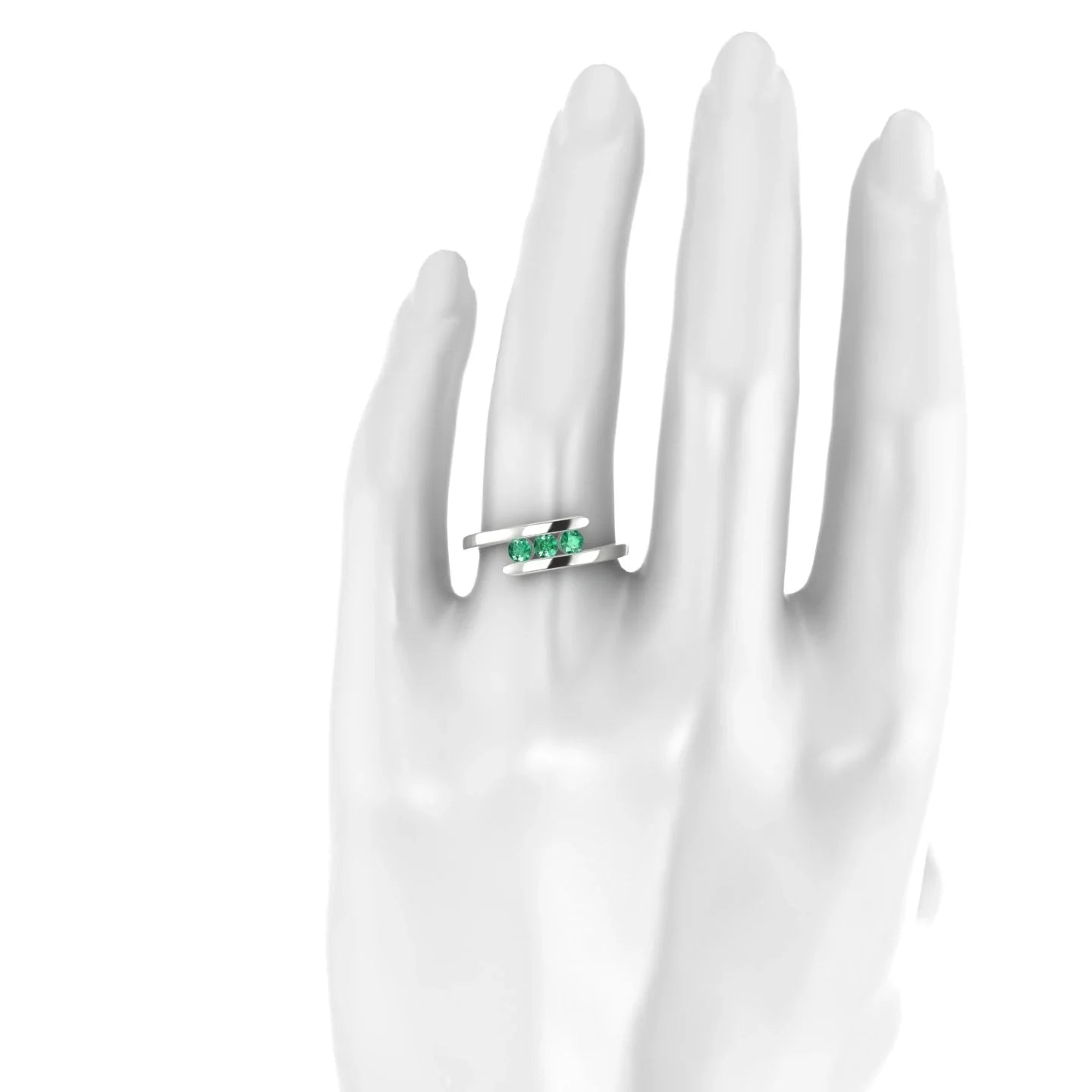 Flow | 18k White Gold 3 mm Round Emerald Ring