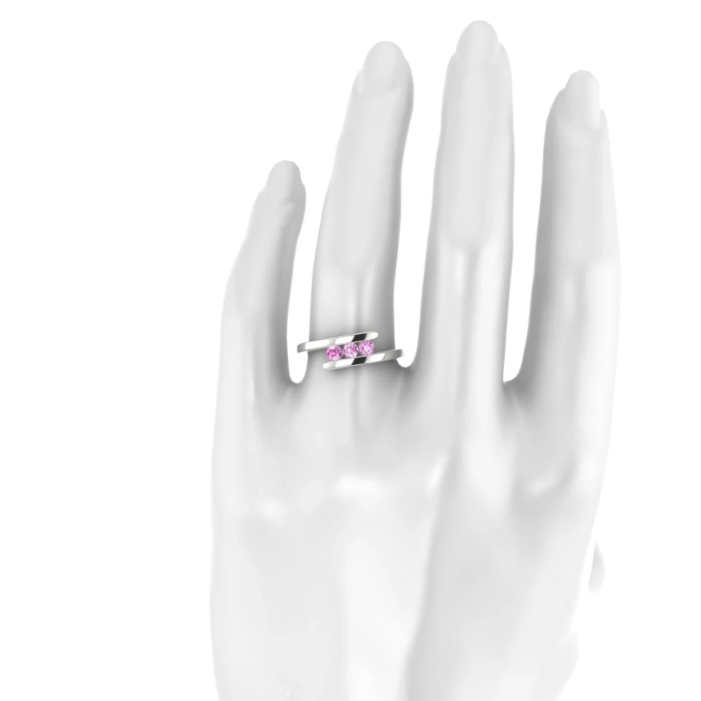 Flow | 18k White Gold 3 mm Round Pink Sapphire Ring