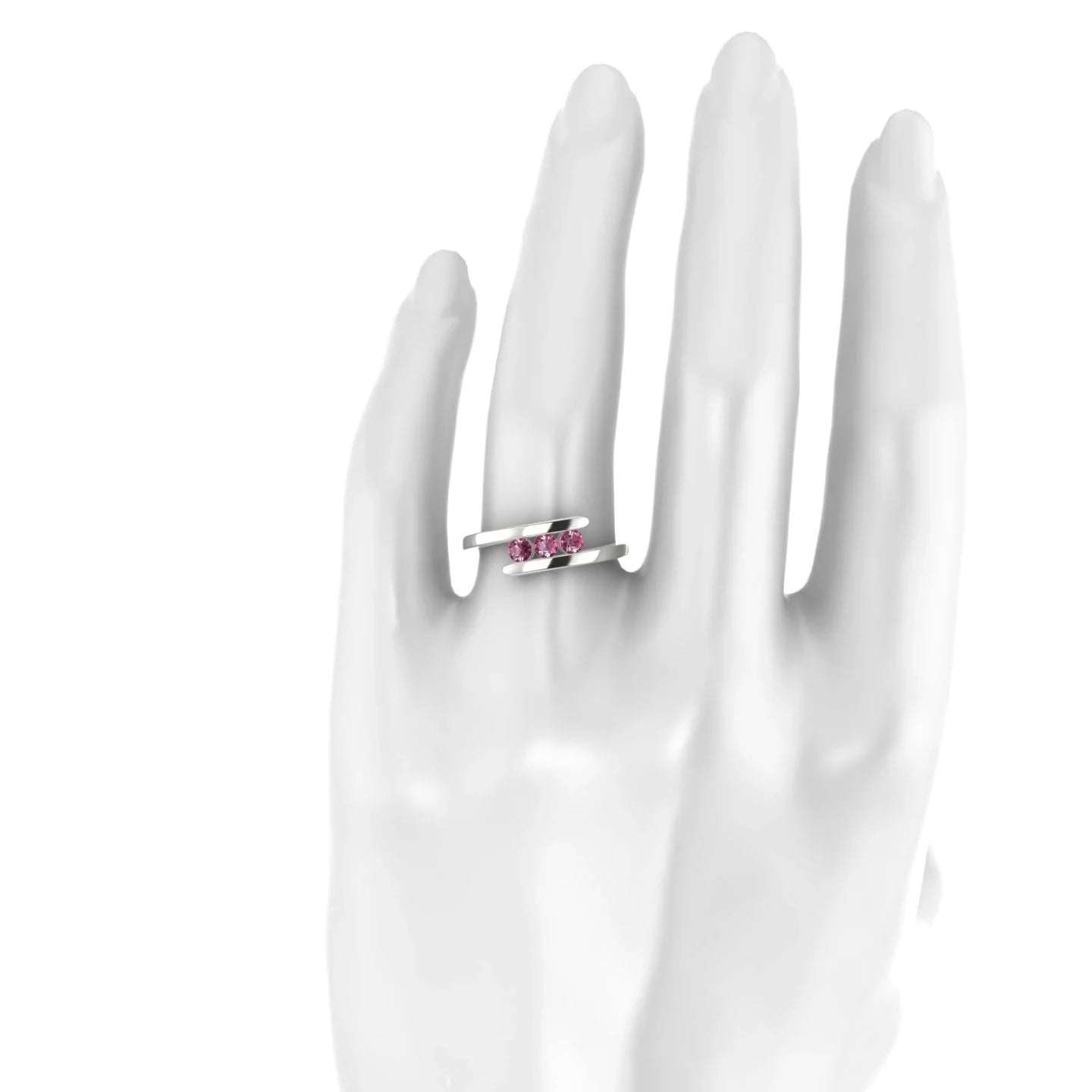 Flow | 18k White Gold 3 mm Round Rhodolite Ring