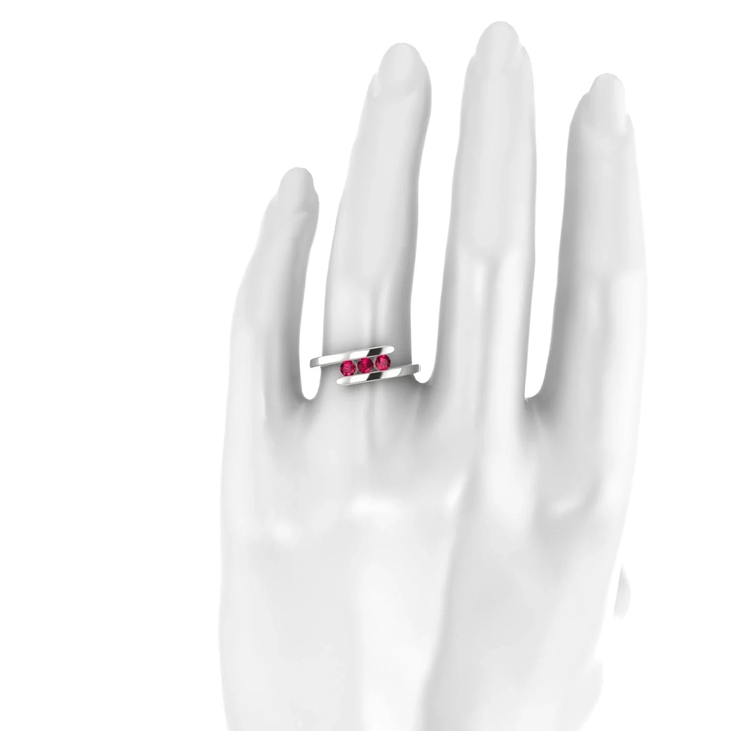 Flow | 18k White Gold 3 mm Round Ruby Ring