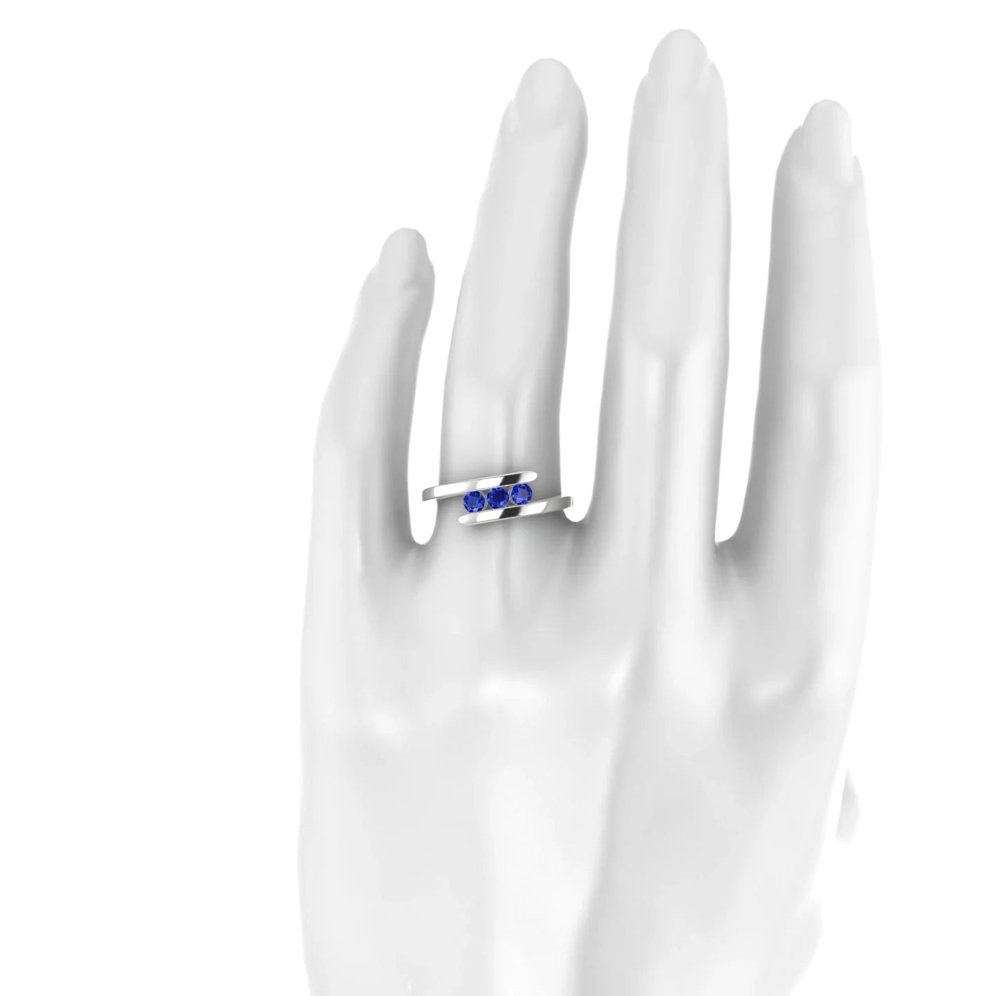 Flow | 18k White Gold 3 mm Round Sapphire Ring