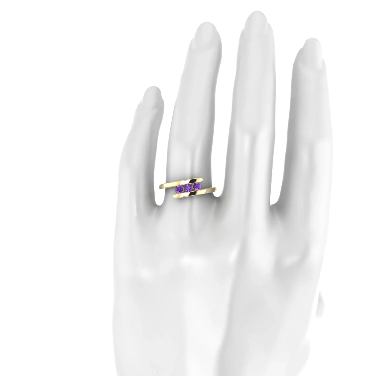 Flow | 18k Yellow Gold 3 mm Round Amethyst Ring