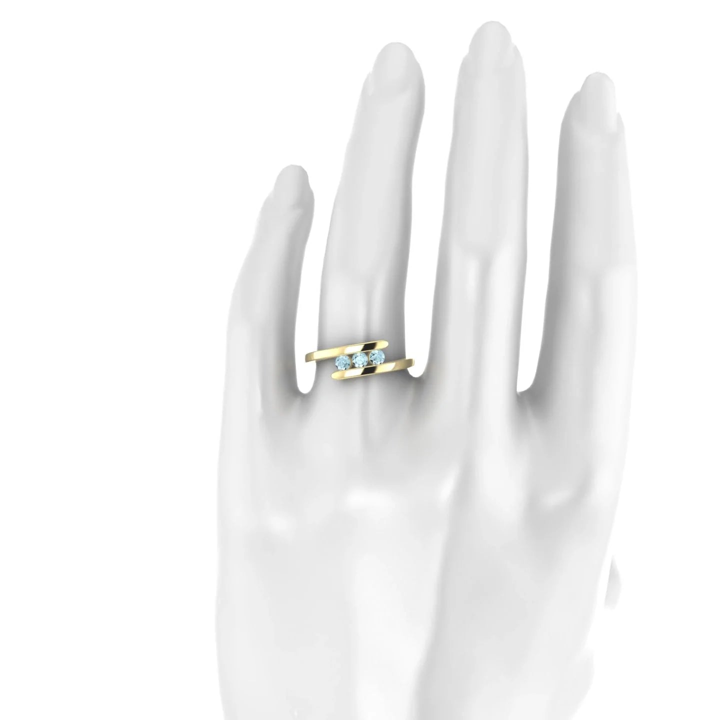 Flow | 18k Yellow Gold 3 mm Round Aquamarine Ring