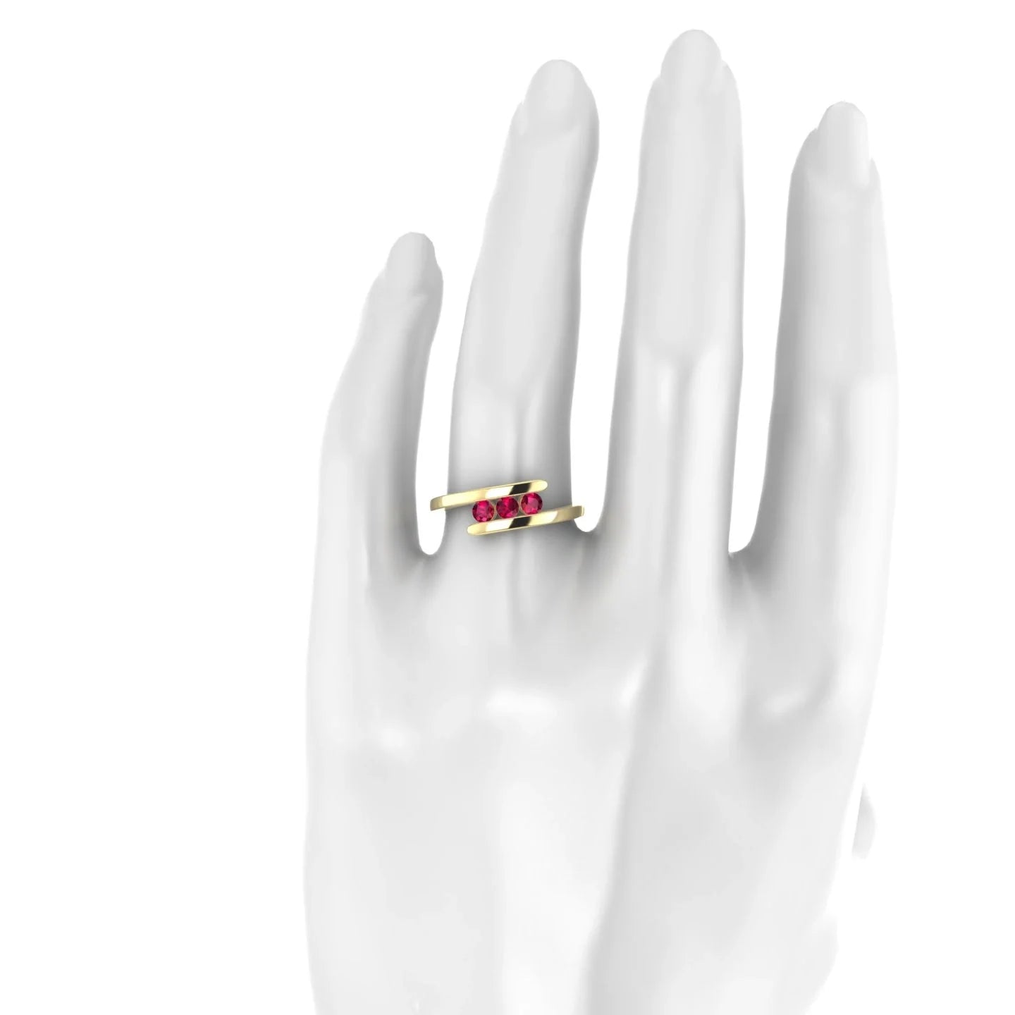 Flow | 18k Yellow Gold 3 mm Round Ruby Ring