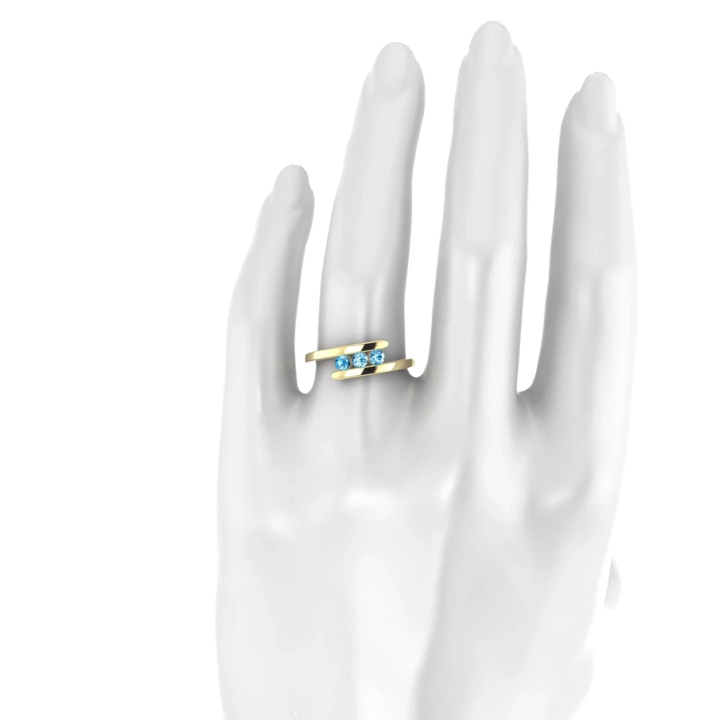 Flow | 18k Yellow Gold 3 mm Round Topaz Ring