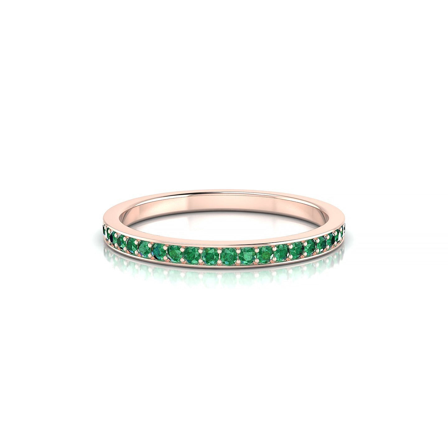 Fusion | 18k Rose Gold 1.3 mm Round Emerald Ring