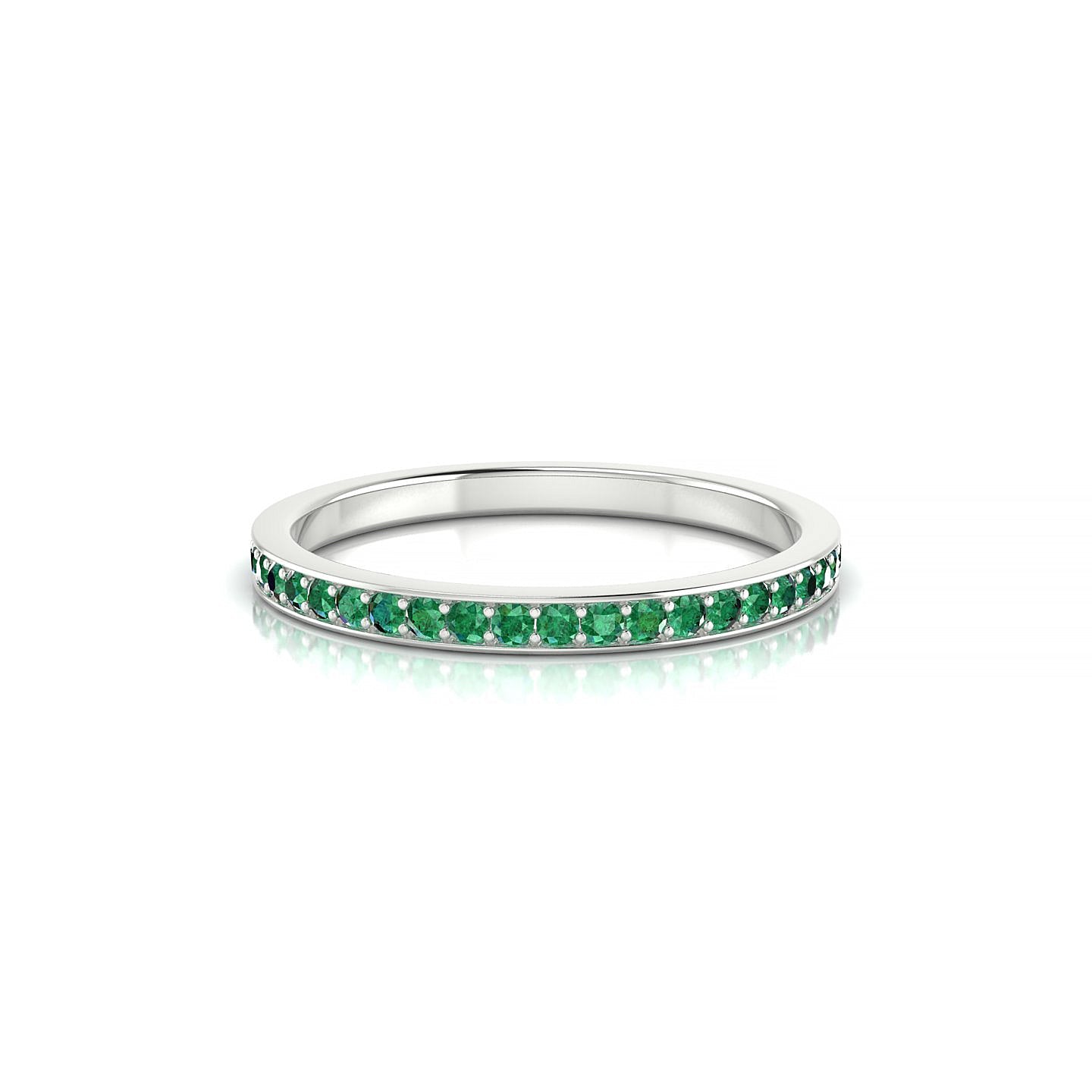 Fusion | 18k White Gold 1.3 mm Round Emerald Ring