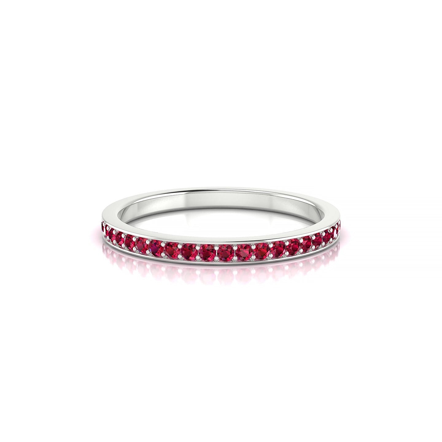 Fusion | 18k White Gold 1.3 mm Round Ruby Ring