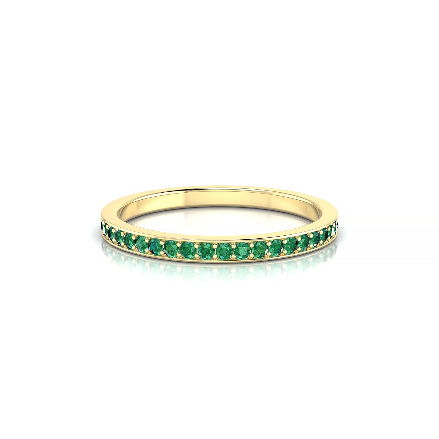 Fusion | 18k Yellow Gold 1.3 mm Round Emerald Ring