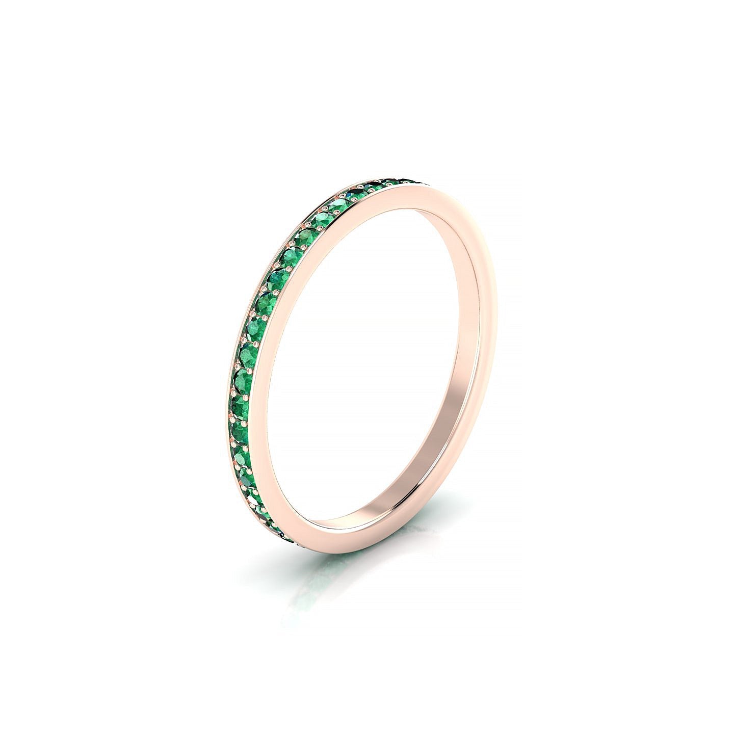 Fusion | 18k Rose Gold 1.3 mm Round Emerald Ring