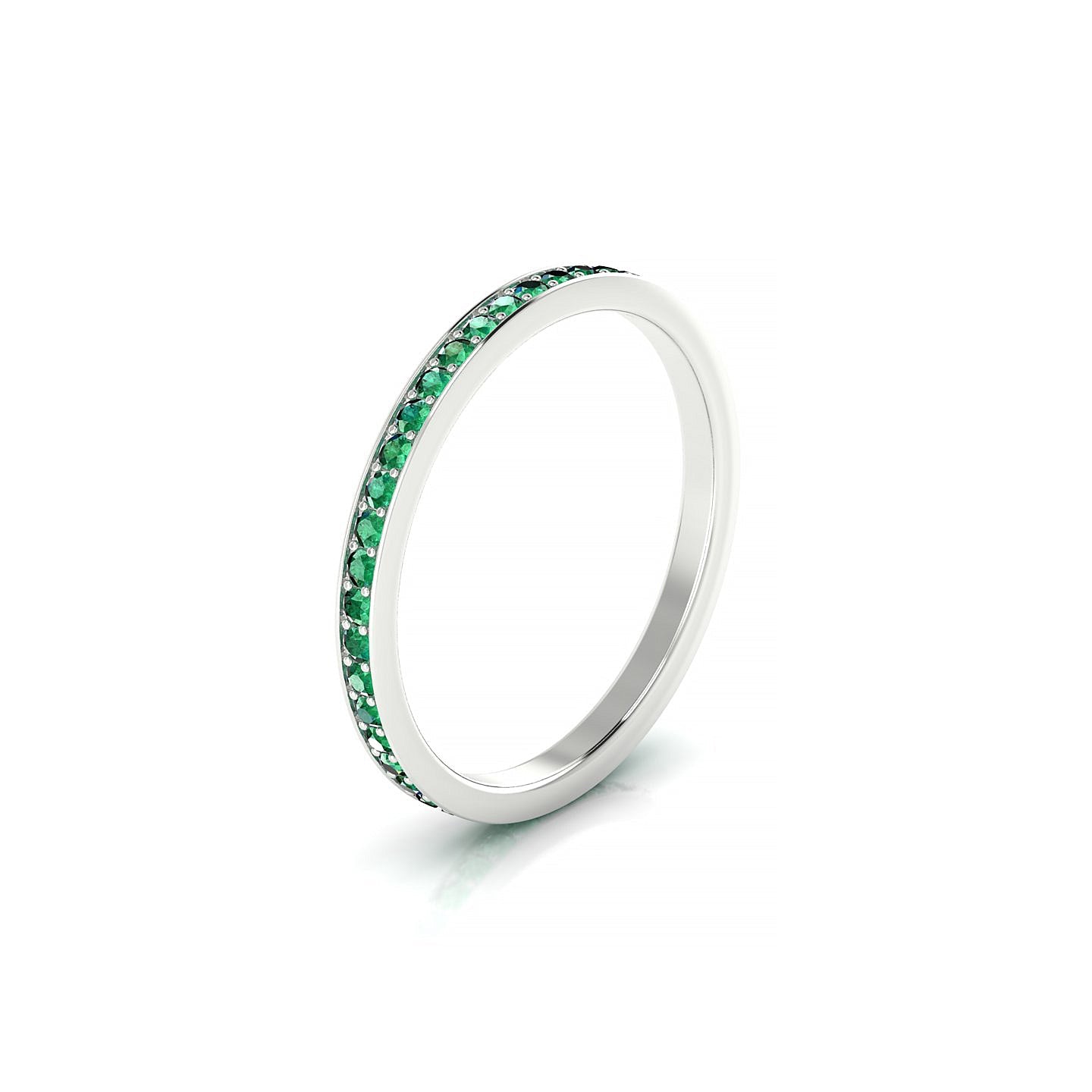 Fusion | 18k White Gold 1.3 mm Round Emerald Ring