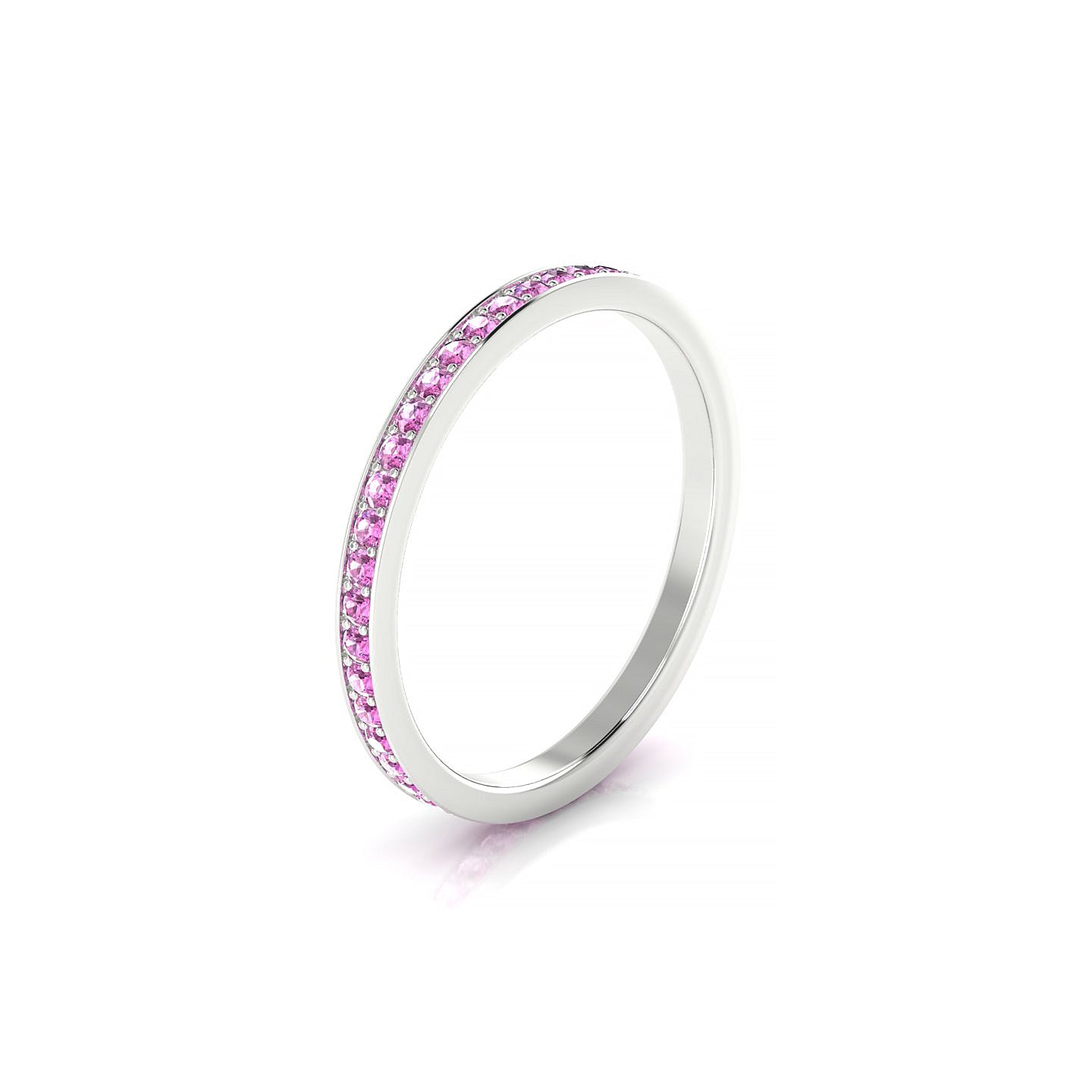Fusion | 18k White Gold 1.3 mm Round Pink Sapphire Ring