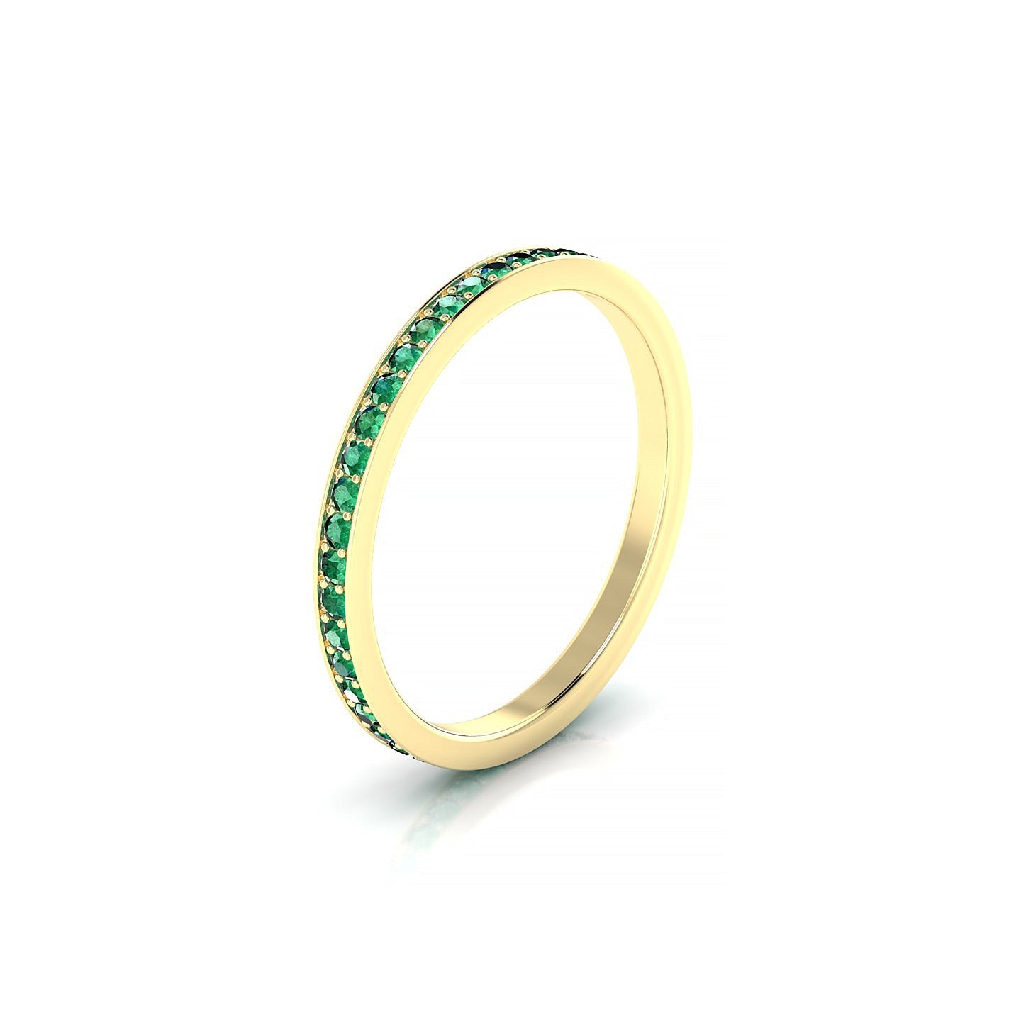 Fusion | 18k Yellow Gold 1.3 mm Round Emerald Ring