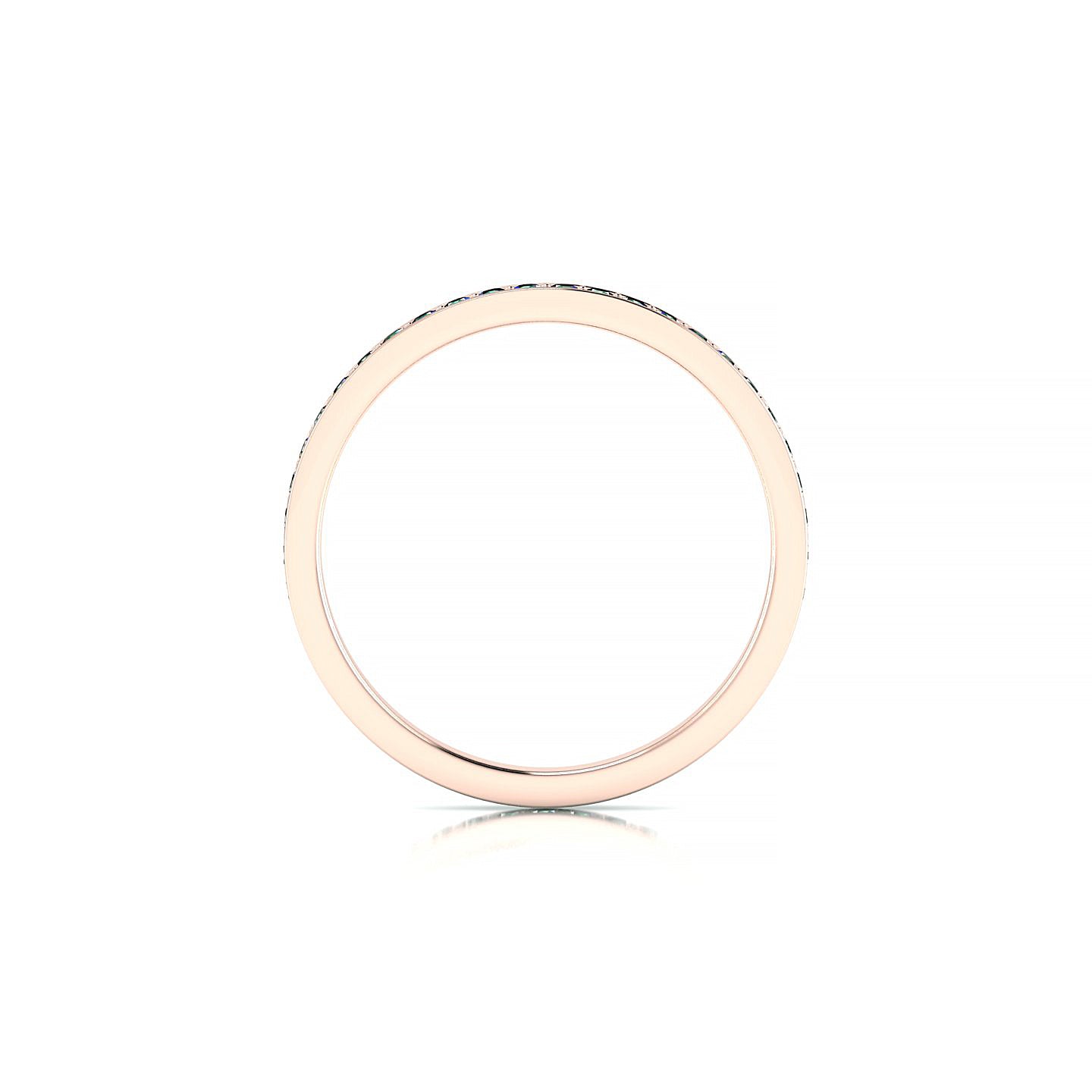 Fusion | 18k Rose Gold 1.3 mm Round Emerald Ring