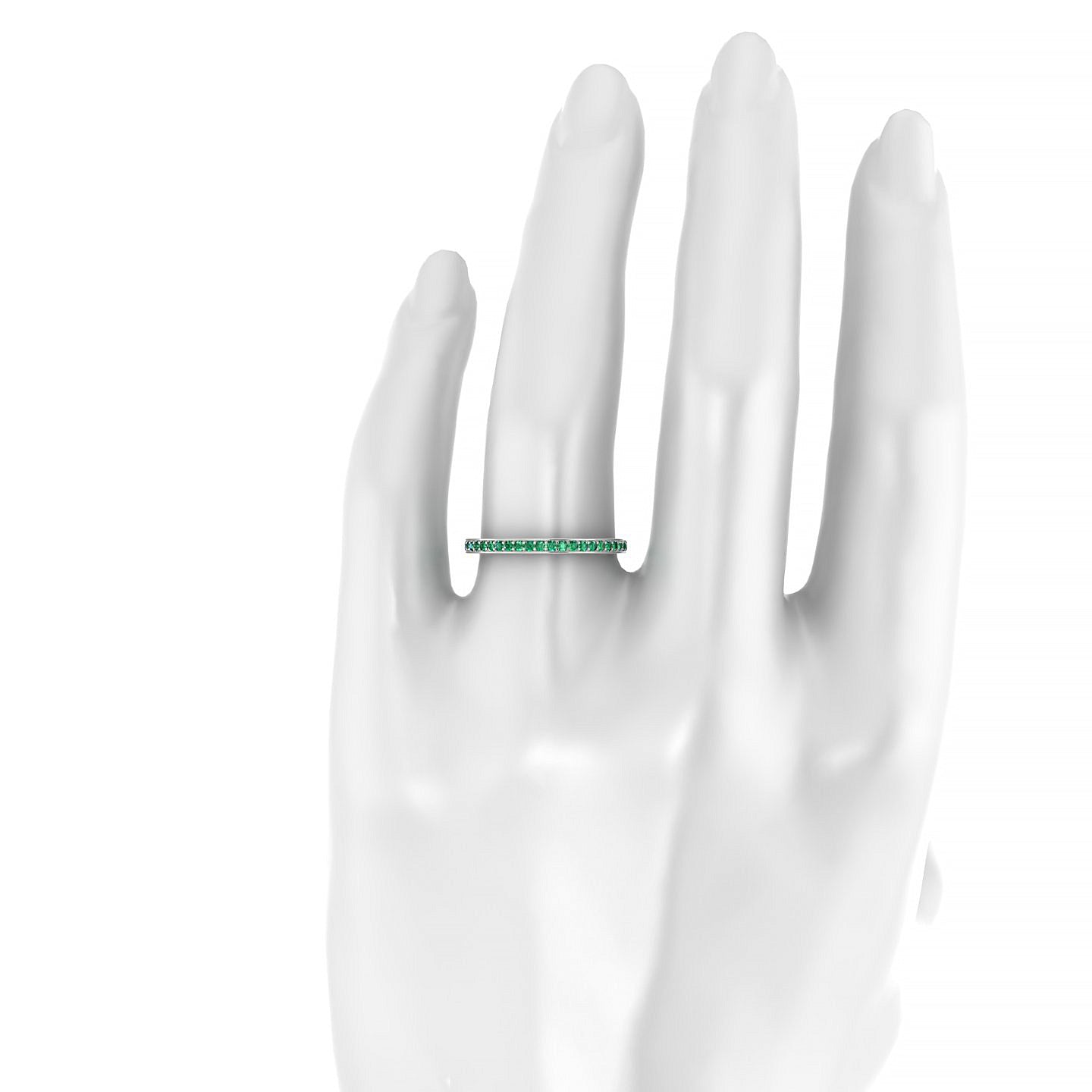 Fusion | 18k White Gold 1.3 mm Round Emerald Ring