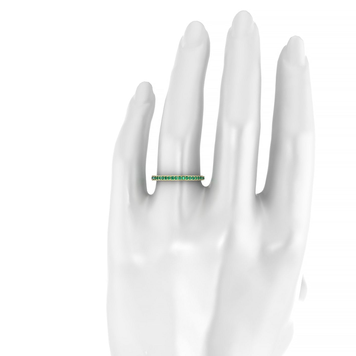 Fusion | 18k Yellow Gold 1.3 mm Round Emerald Ring