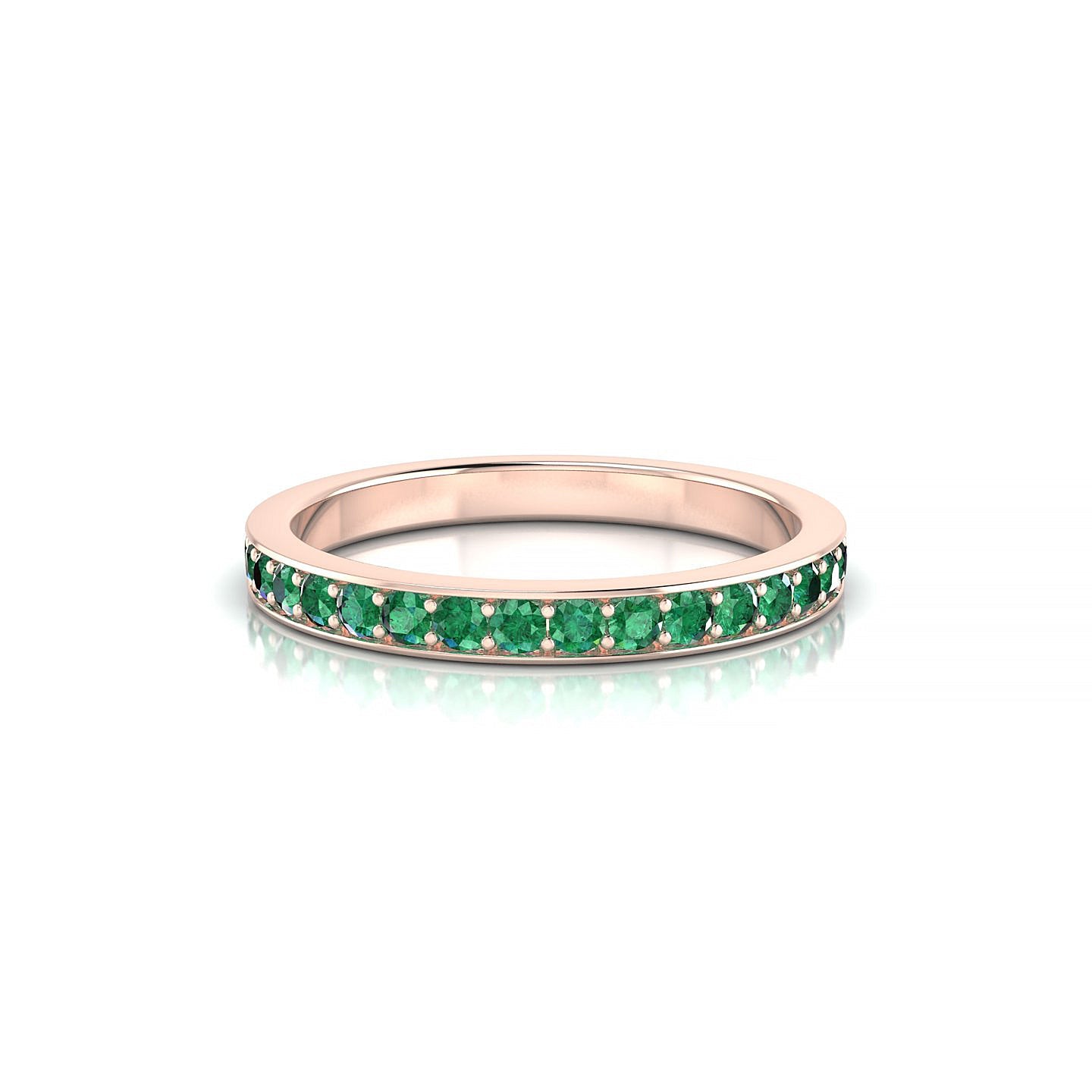 Fusion | 18k Rose Gold 1.7 mm Round Emerald Ring