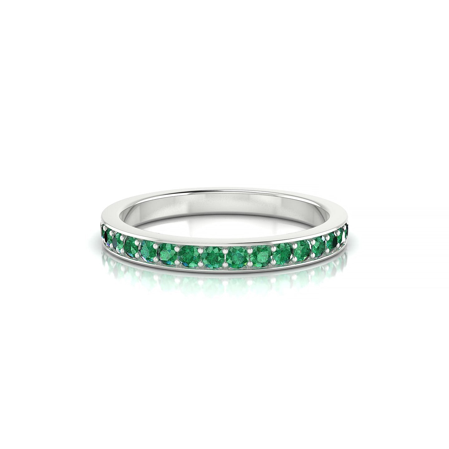Fusion | 18k White Gold 1.7 mm Round Emerald Ring