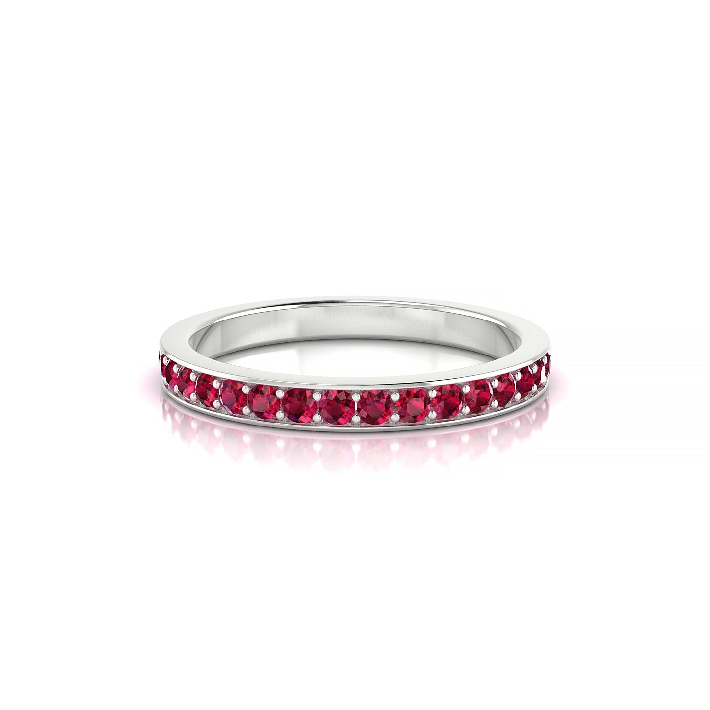 Fusion | 18k White Gold 1.7 mm Round Ruby Ring