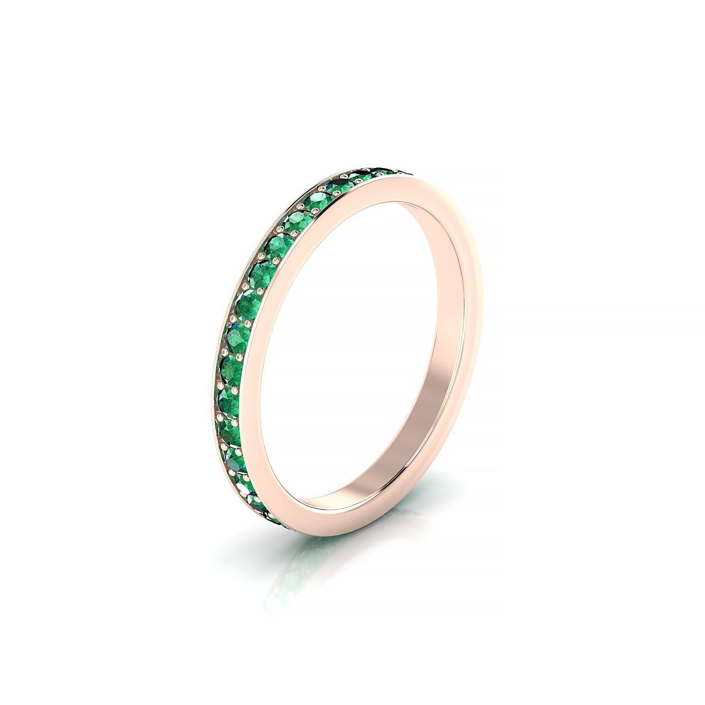 Fusion | 18k Rose Gold 1.7 mm Round Emerald Ring