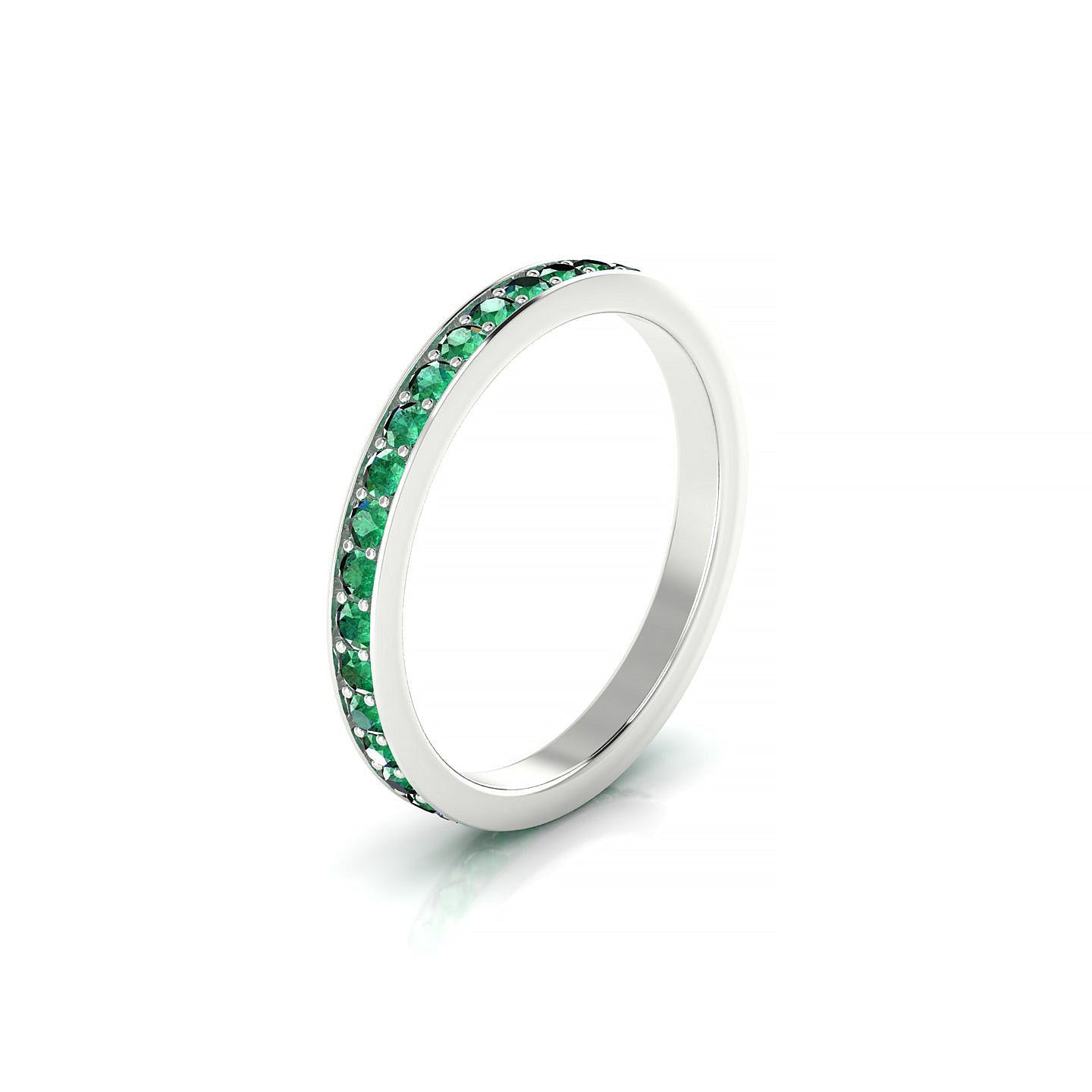 Fusion | 18k White Gold 1.7 mm Round Emerald Ring
