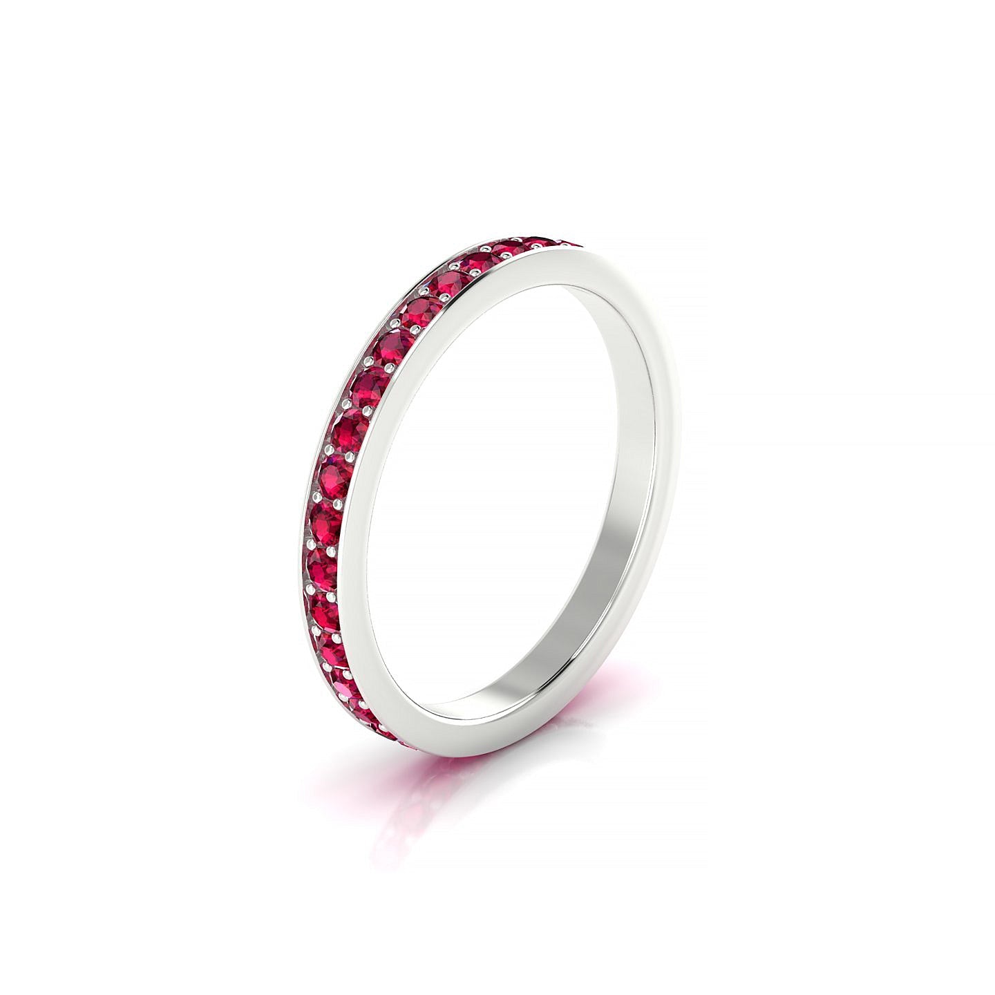 Fusion | 18k White Gold 1.7 mm Round Ruby Ring